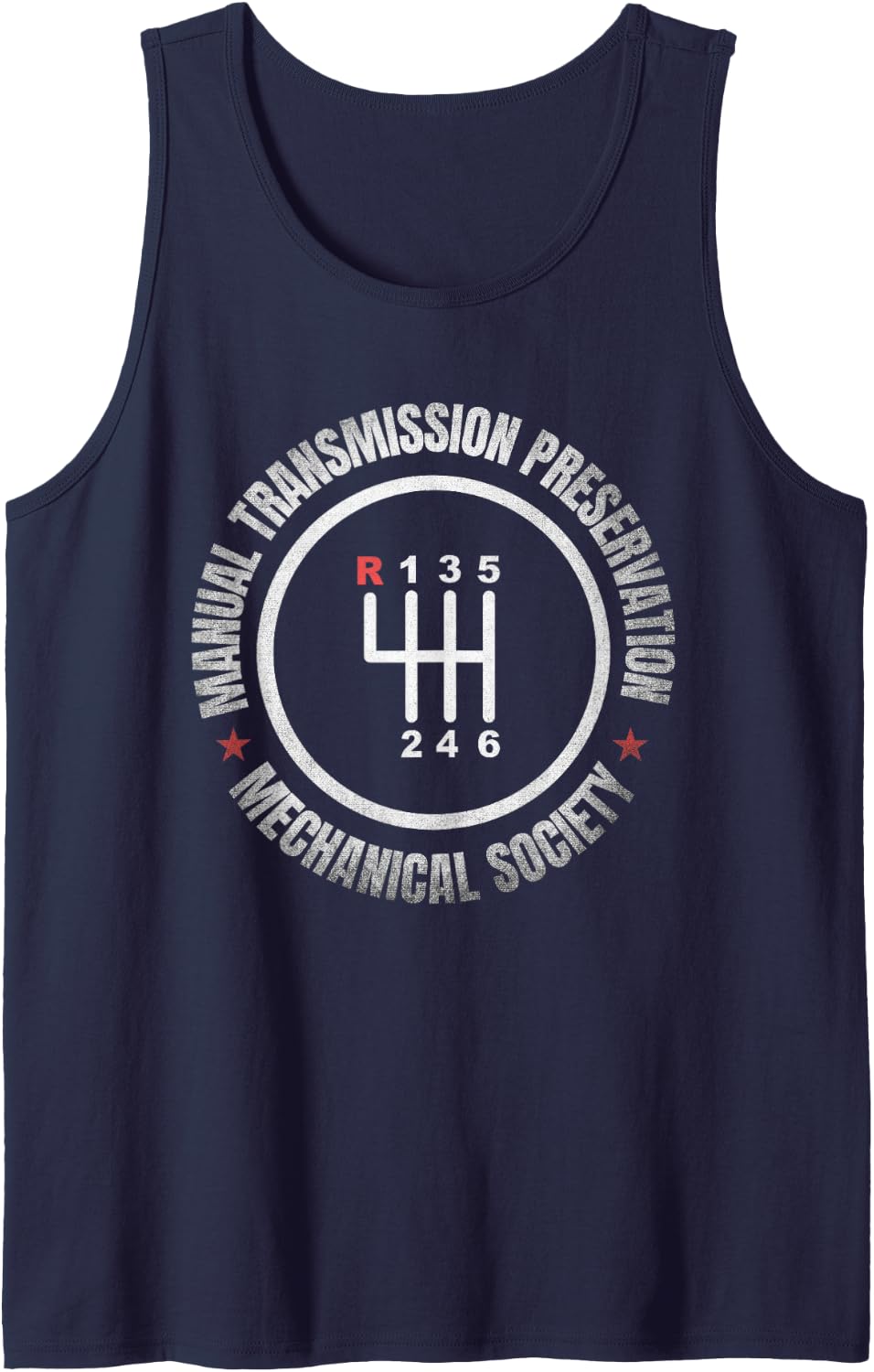 Manual Transmission Preservation Society Gearbox Grunge Sleeveless Tank Top - Navy Blue