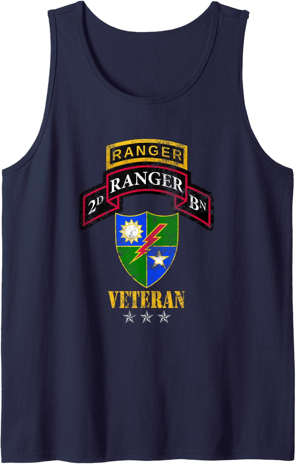 75th Ranger Regiment 2nd Ranger Battalion Veteran Men Women Tank Top - Navy Blue