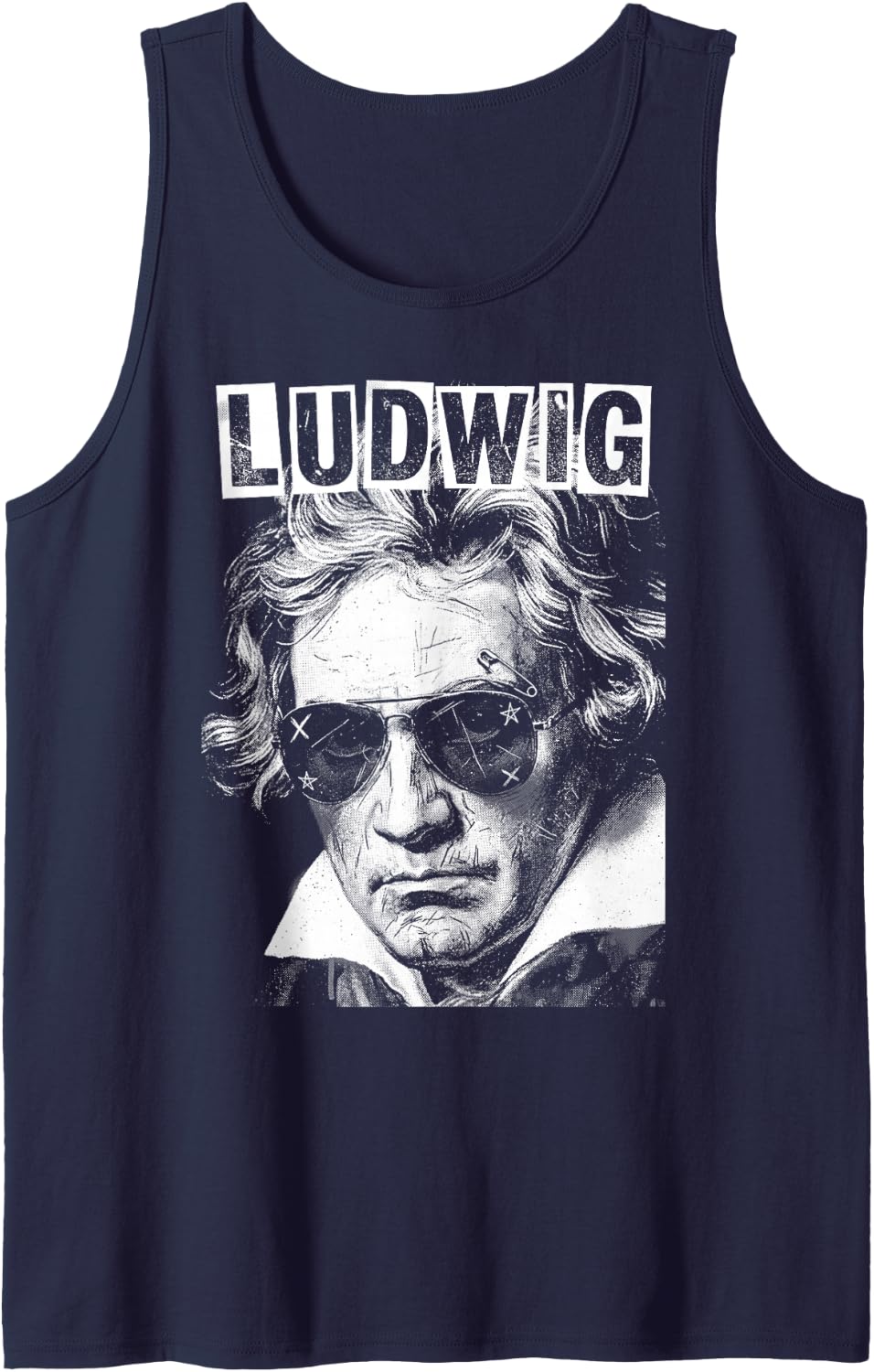Ludwig Van Beethoven Funny Composer Retro Pop Art Music Tank Top - Navy Blue
