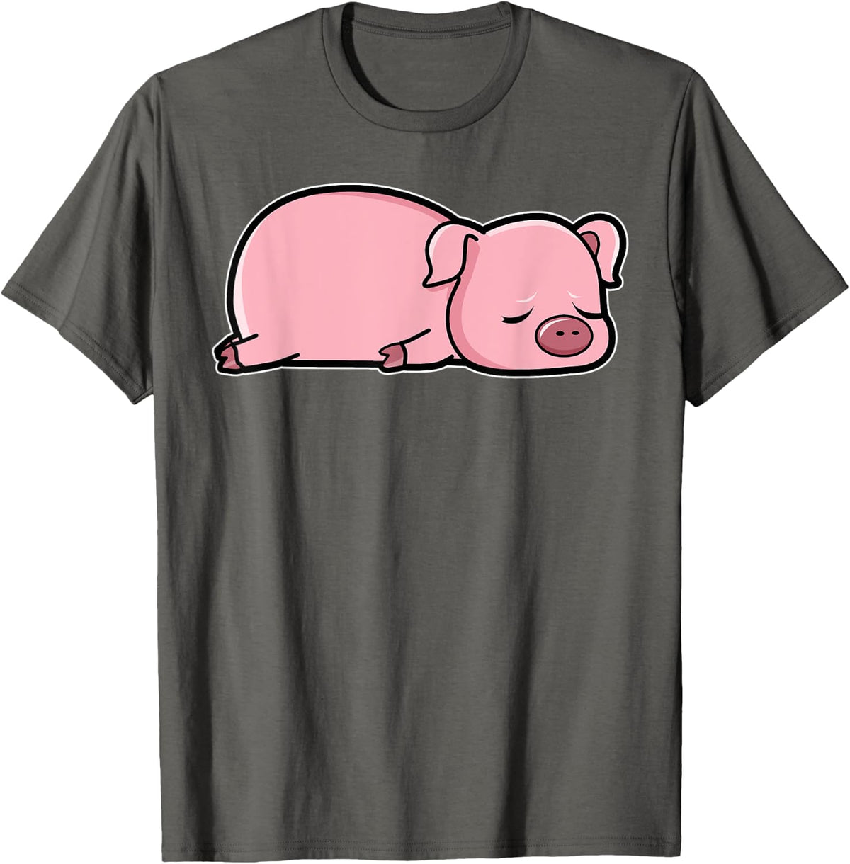 Lazy Sleepy Piglet Animals Mammals Oink Fatty Pig T-Shirt - Asphalt Grey