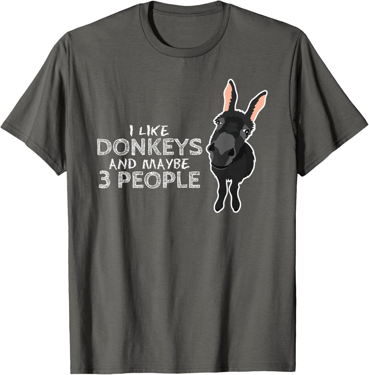 I Like Donkeys and maybe 3 People Clothes Outfit Gift Donkey T-Shirt - Asphalt Grey