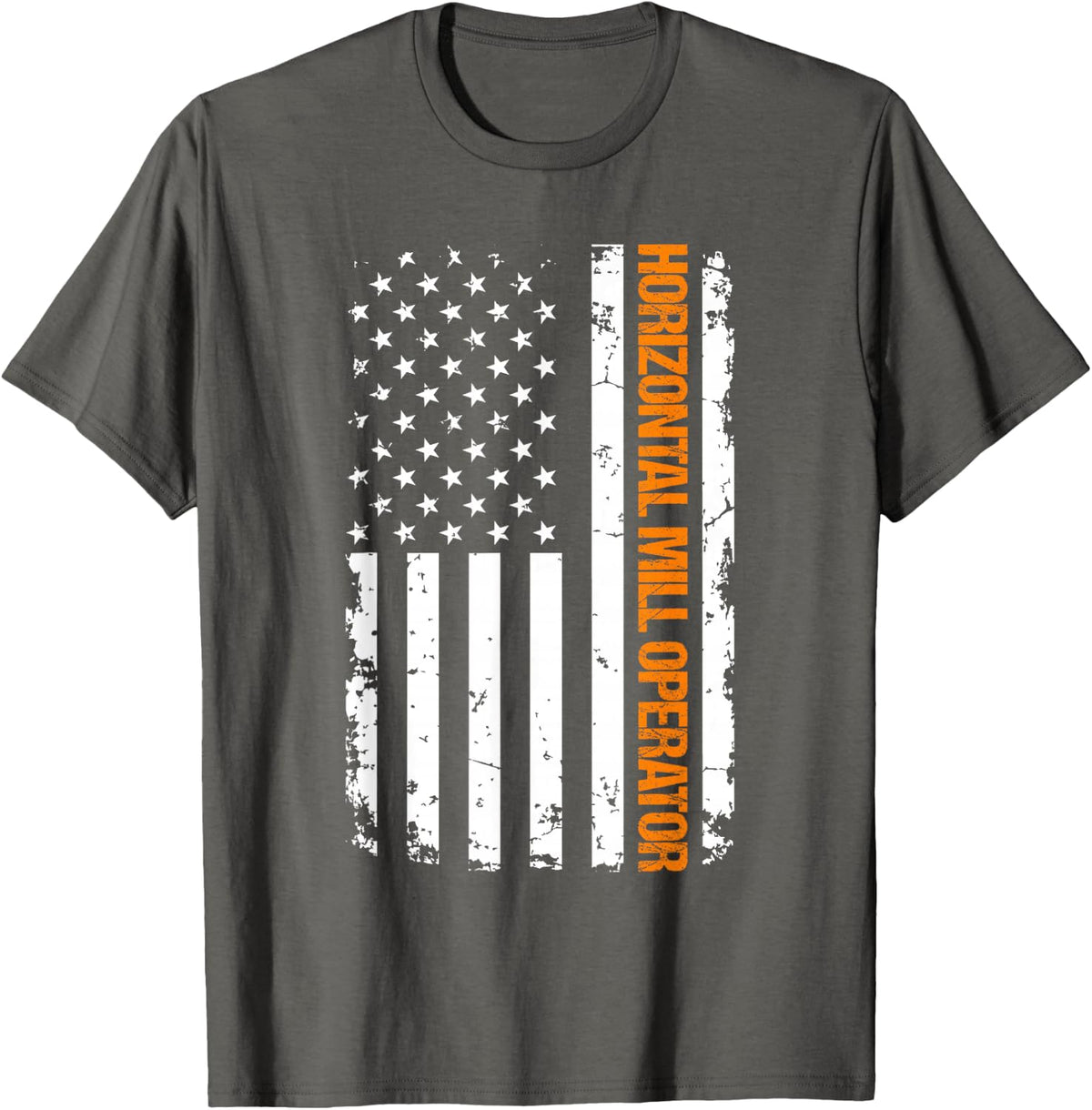 Horizontal Mill Operator USA Flag T-Shirt - Asphalt Grey