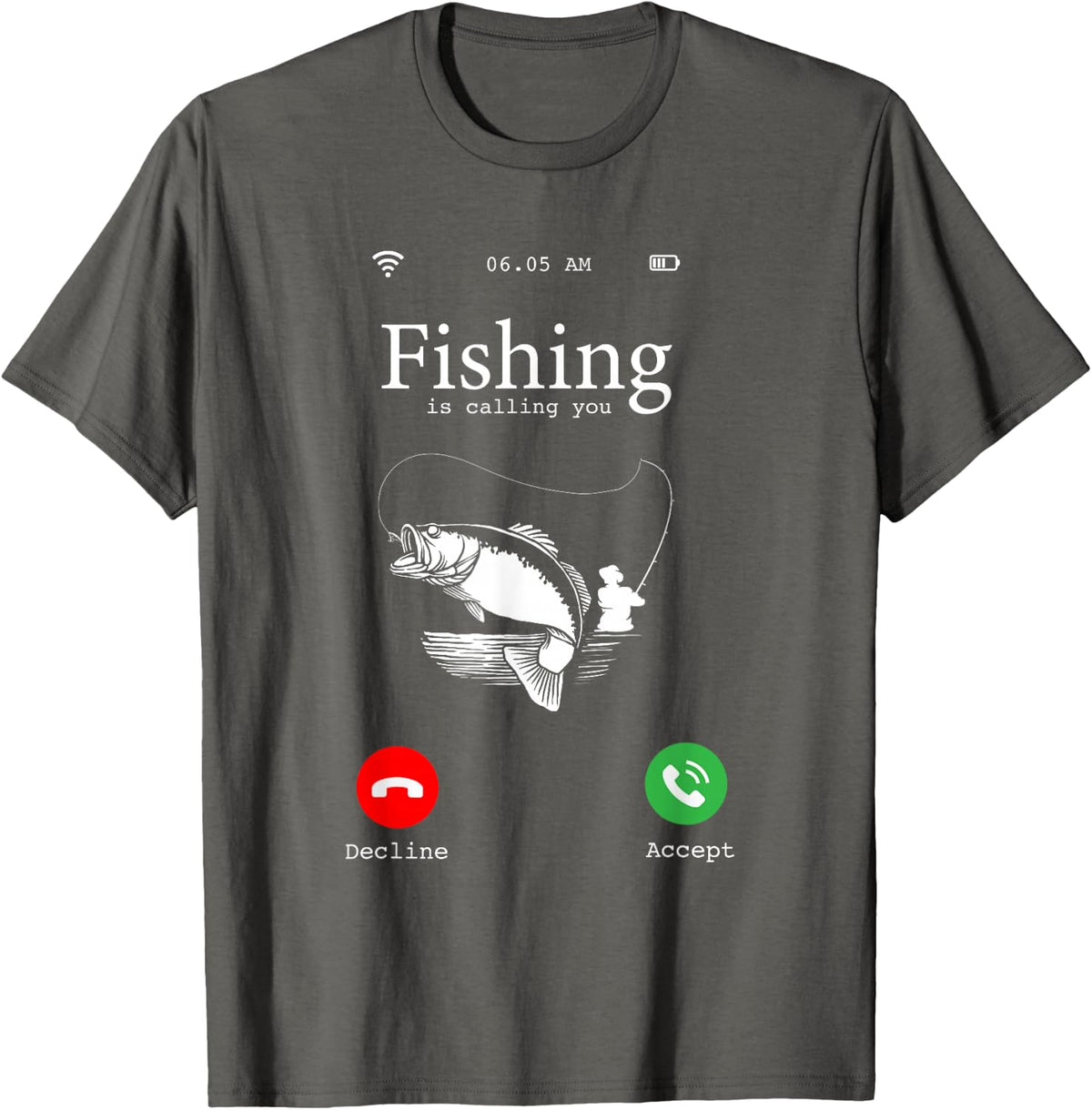Hilarious Fishing Lovers Gift - Fishing Is Calling You Joke T-Shirt - Asphalt Grey