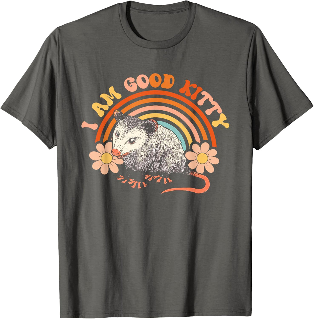 I Am Good Kitty Opossum Cat Pet Retro Possum Lovers Rat Men Women T-Shirt - Asphalt Grey