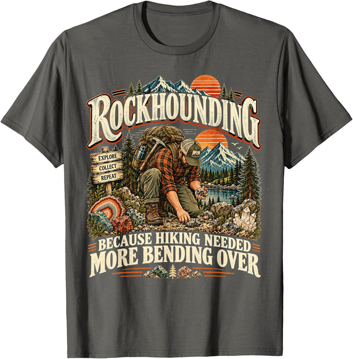 Funny Rock Collector RockHounder Geologist T-Shirt - Asphalt Grey