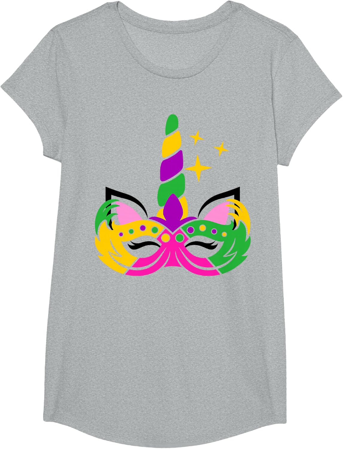 Girls Mardi Gras Unicorn for Baby and Toddler T-Shirt - Girls Heather Grey
