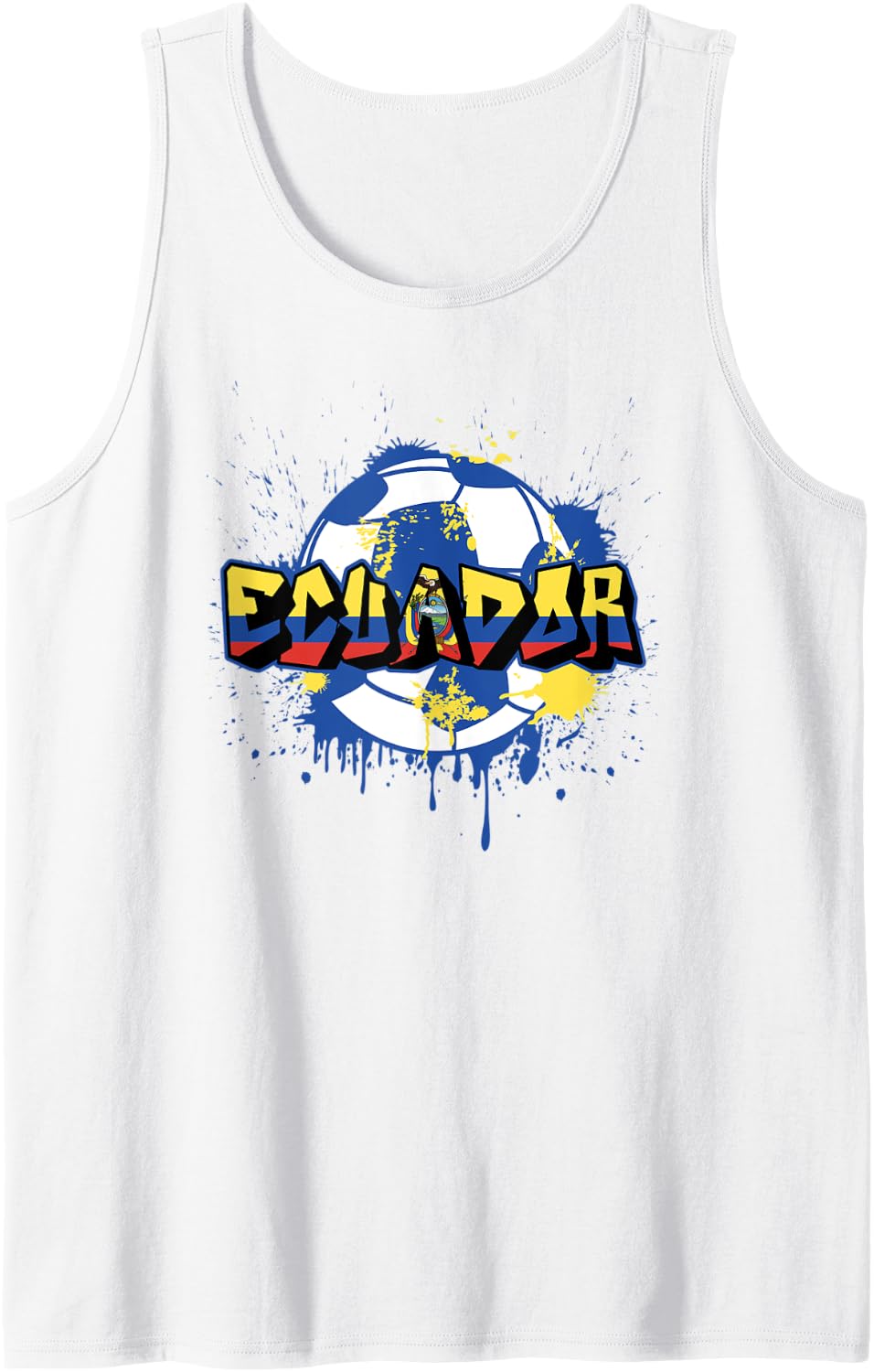Ecuador Soccer Street Art Splatter Ecuadorian Flag Tank Top - White