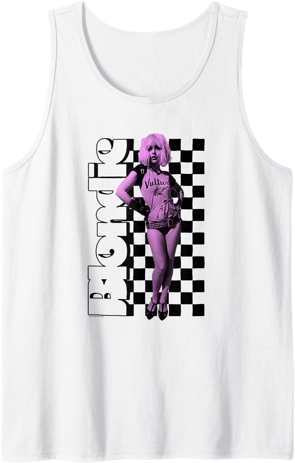 Blondie Checkerboard Portrait Vintage Band Tank Top - White