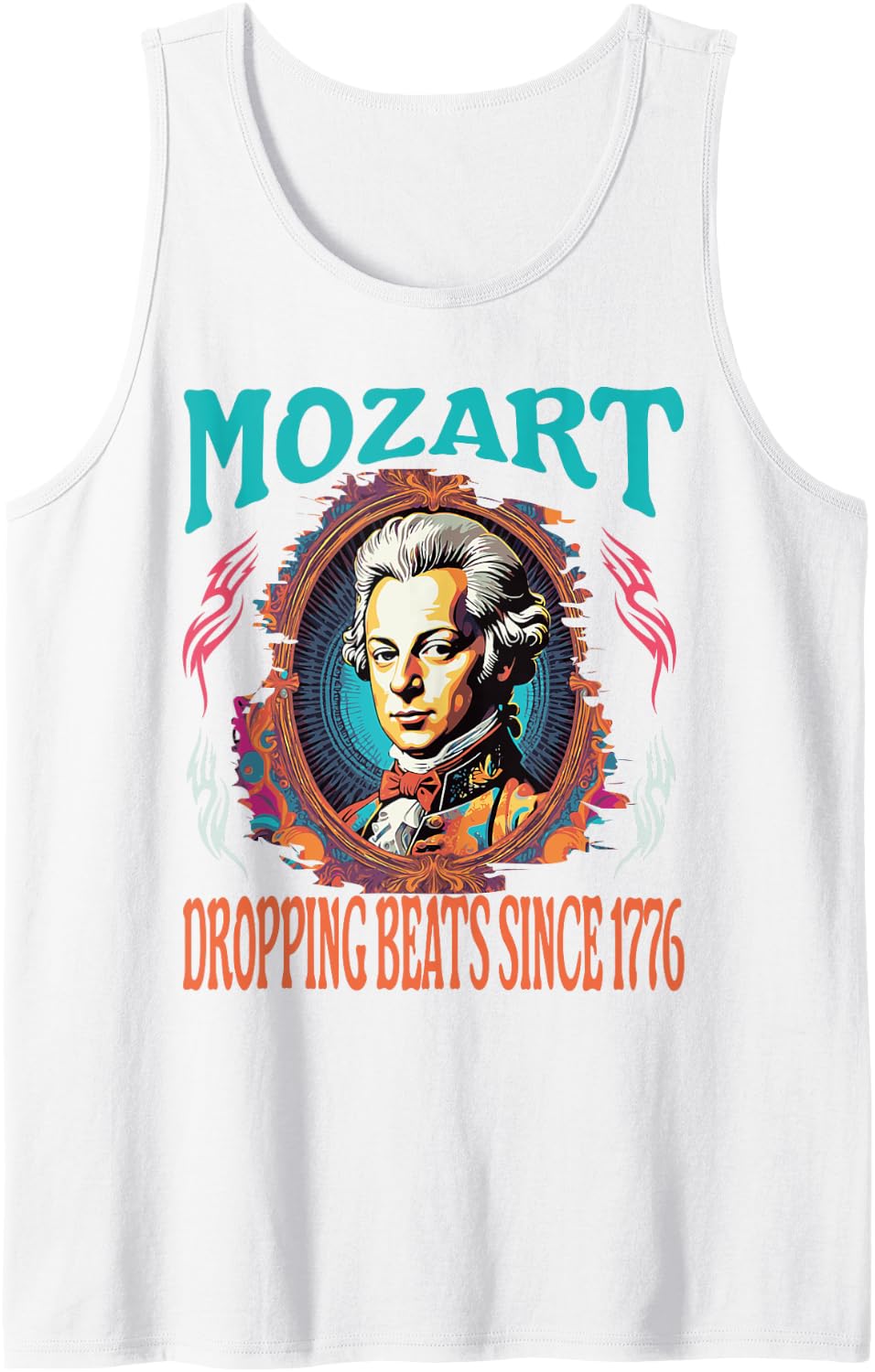 Vintage Mozart Dropping Beats Since 1776 Classical Music Tank Top - White