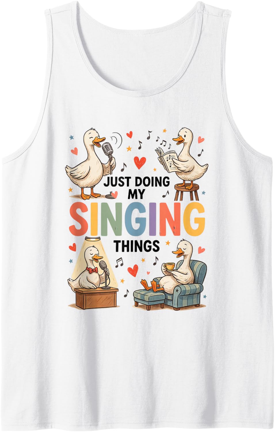 Singing Singer Vocalist Vocal Music Song Soloist Choir Sleeveless Tank Top - White