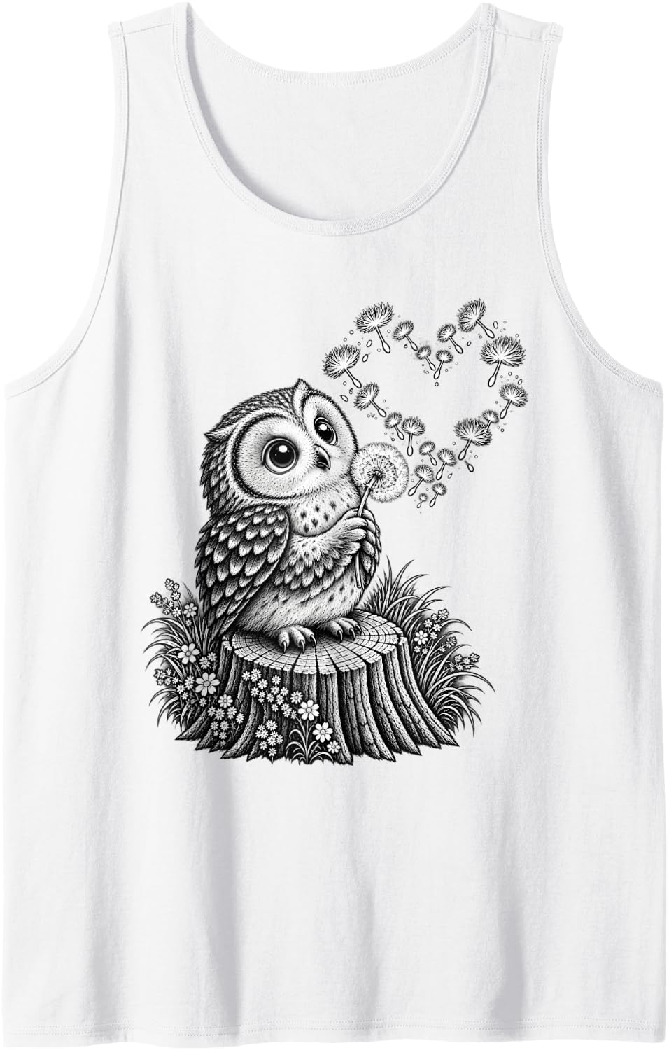Owl Animal Art Portrait Wildlife Forest Owl Lover Sleeveless Tank Top - White