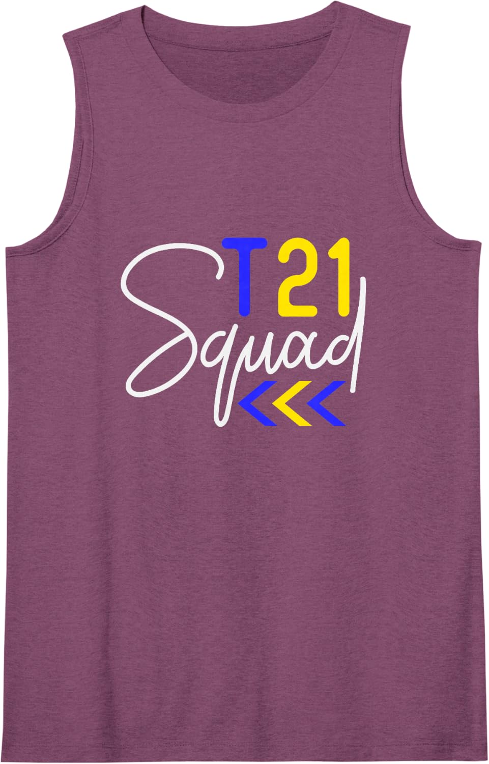 Down's Syndrome Awareness, Trisomy 21 Squad, 3 Chevron Sleeveless Tank Top - Purple