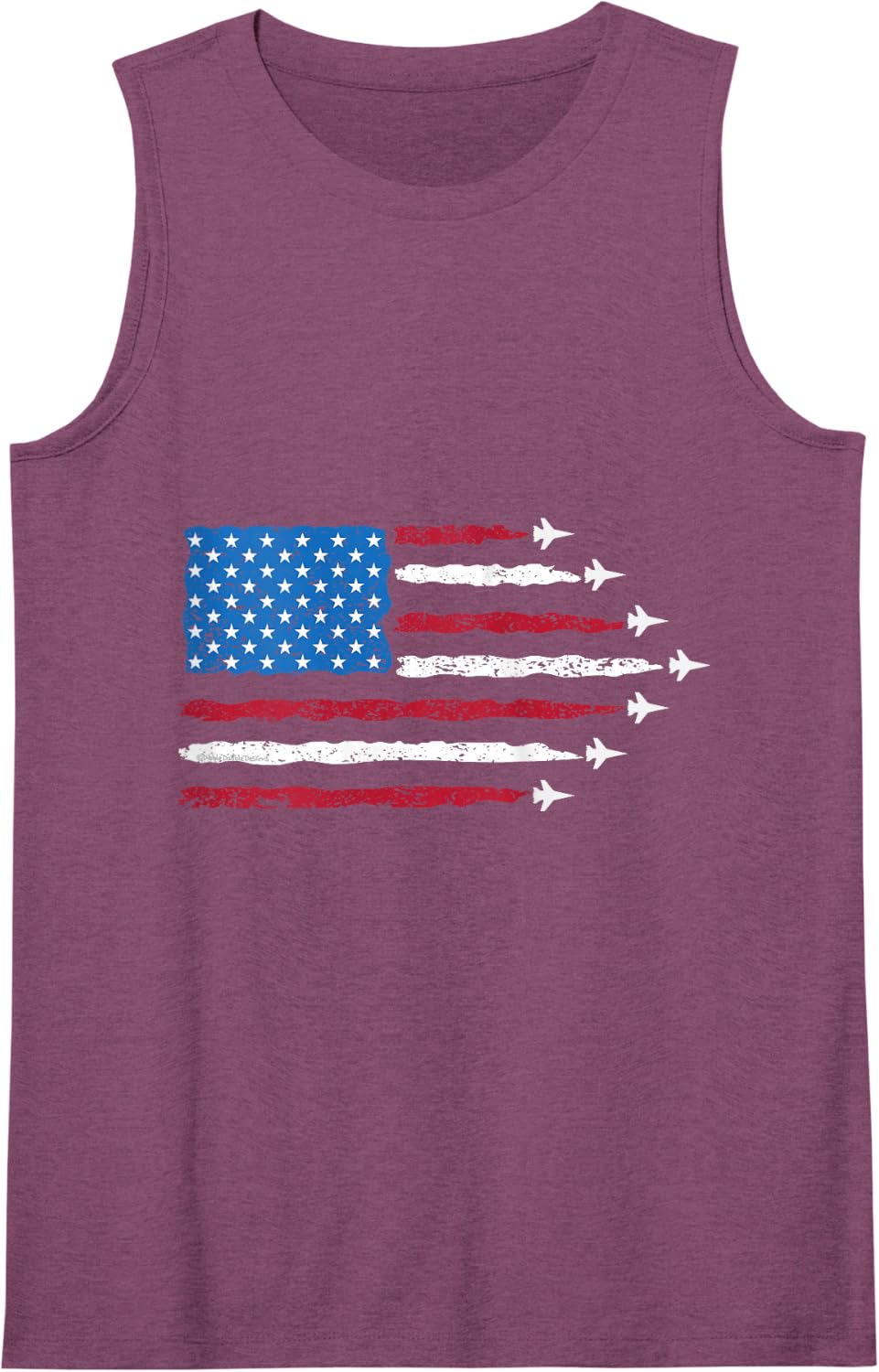Patriotic Red White Blue USA Flag Fighter Jets 4th of July Tank Top - Purple