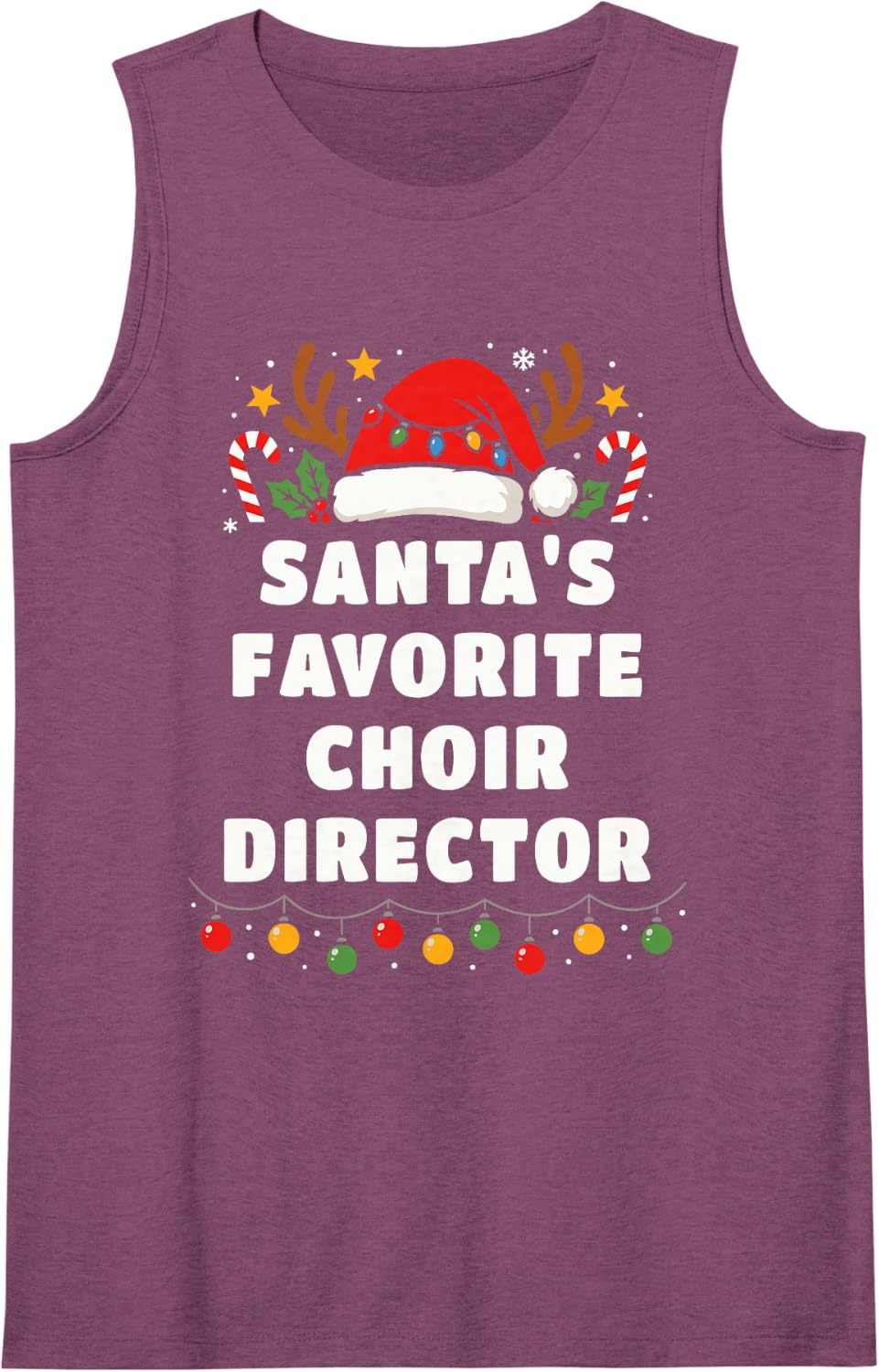 Santa's Favorite Choir Director Funny Christmas Musician Sleeveless Tank Top - Purple
