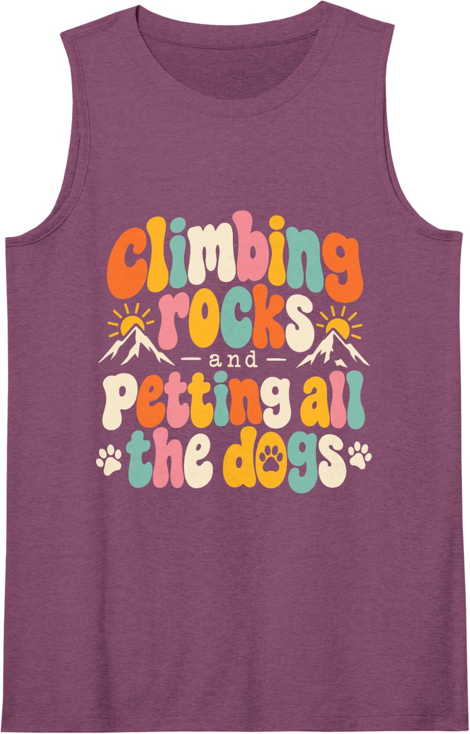 Climbing Rocks Petting Dogs Rock Climber Bouldering Dog Love Sleeveless Tank Top - Purple