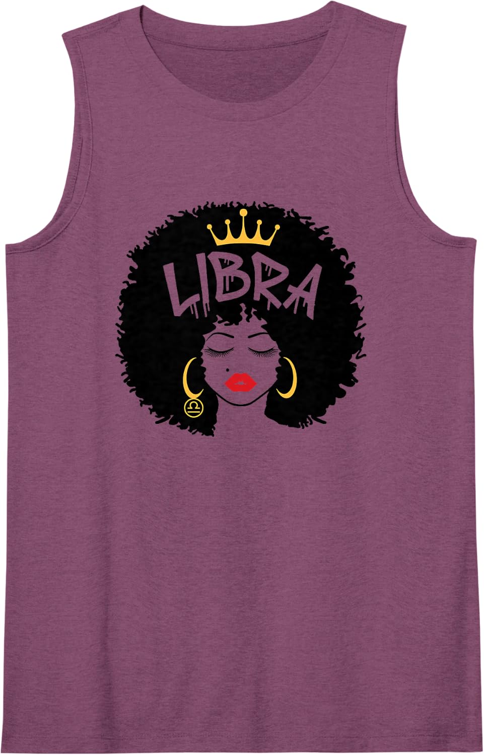 Libra Zodiac Sign African Hair Style Queen Afro Astrology Sleeveless Tank Top - Purple