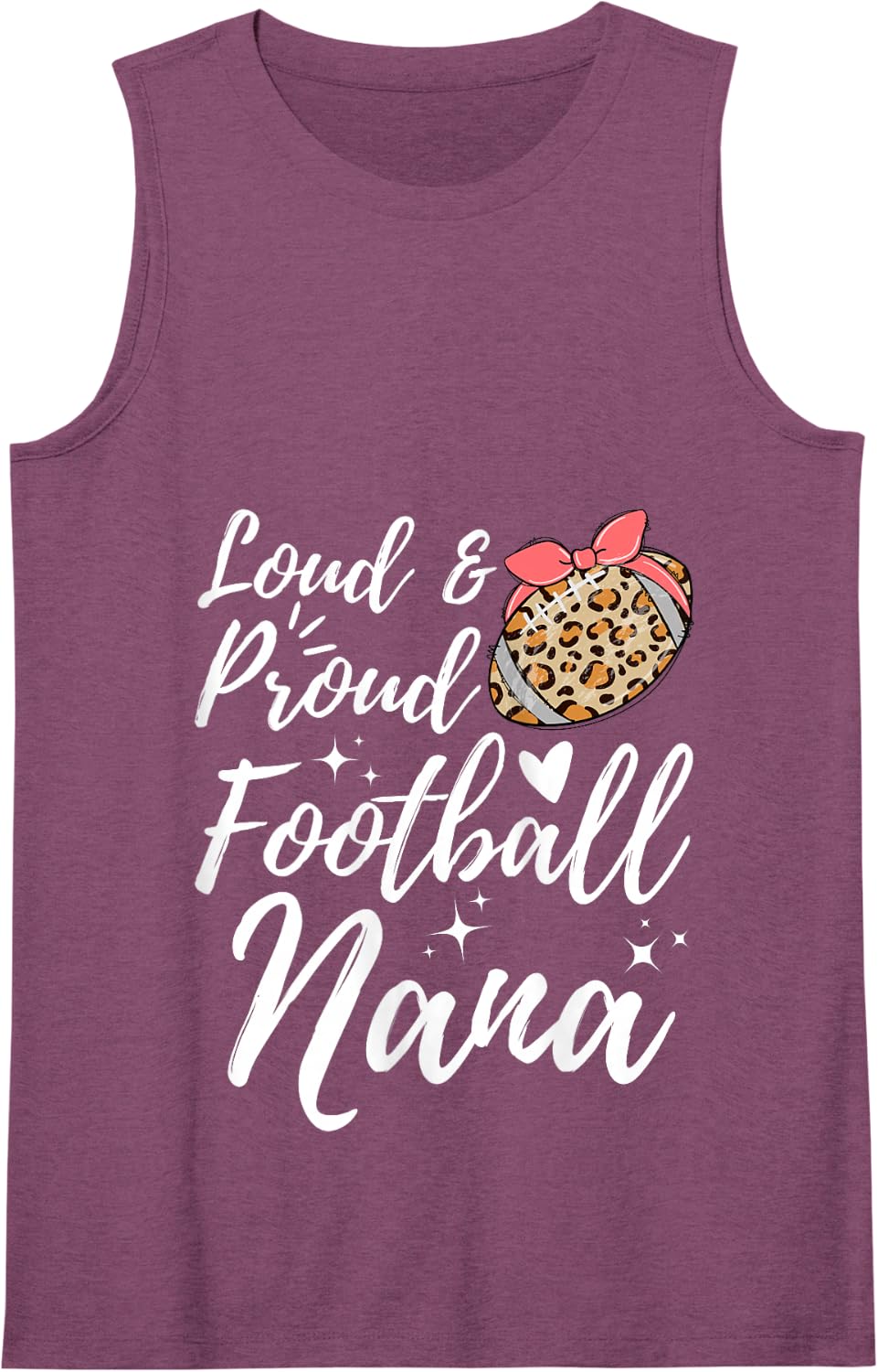 Leopard Loud Proud Football Nana Family Player Biggest Fan Tank Top - Purple