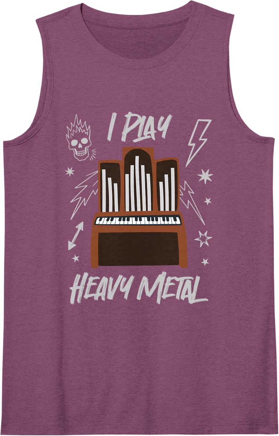 Play Heavy Metal Organist Humor Sleeveless Tank Top - Purple