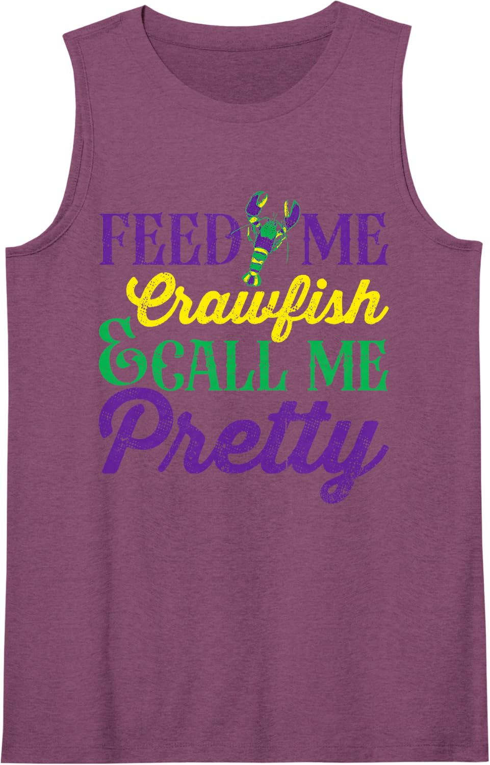 Feed Me Crawfish & Call Me Pretty Mardi Gras Carnival Tank Top - Purple