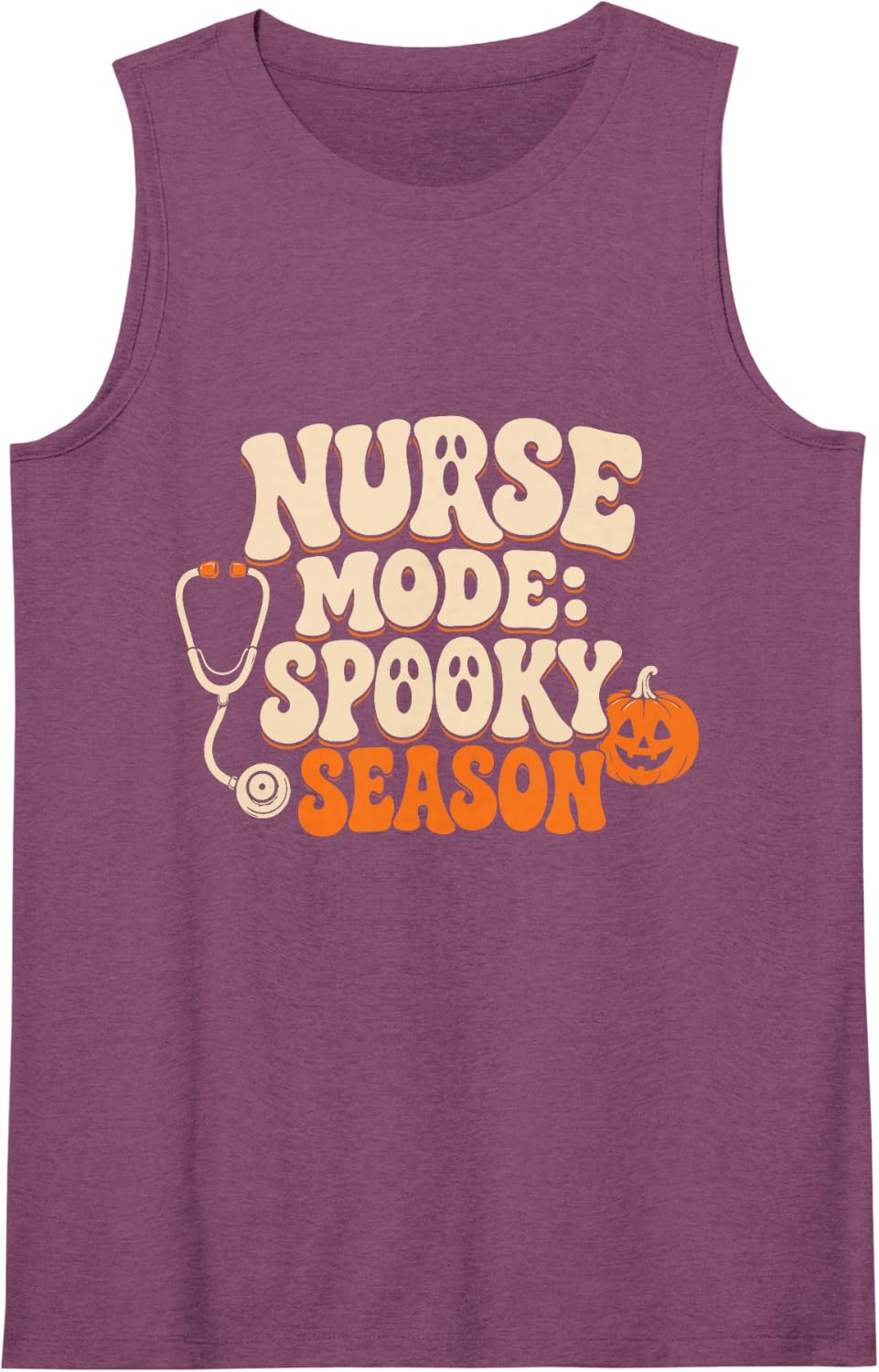 Nurse Mode Spooky Season Funny Humor Halloween RN Nursing Sleeveless Tank Top - Purple