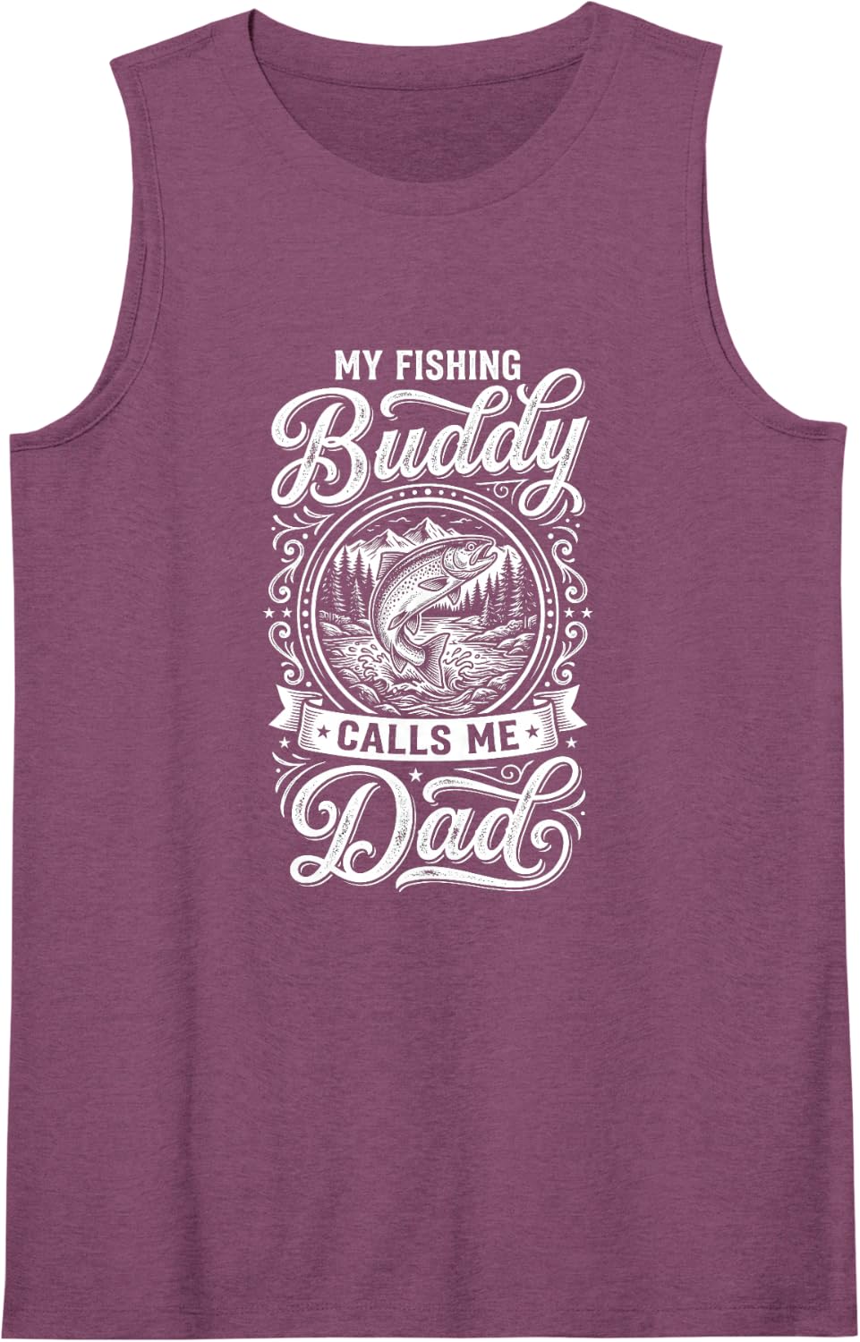 Fishing Buddy Dad Largemouth Bass Father Angler Outdoors Sleeveless Tank Top - Purple
