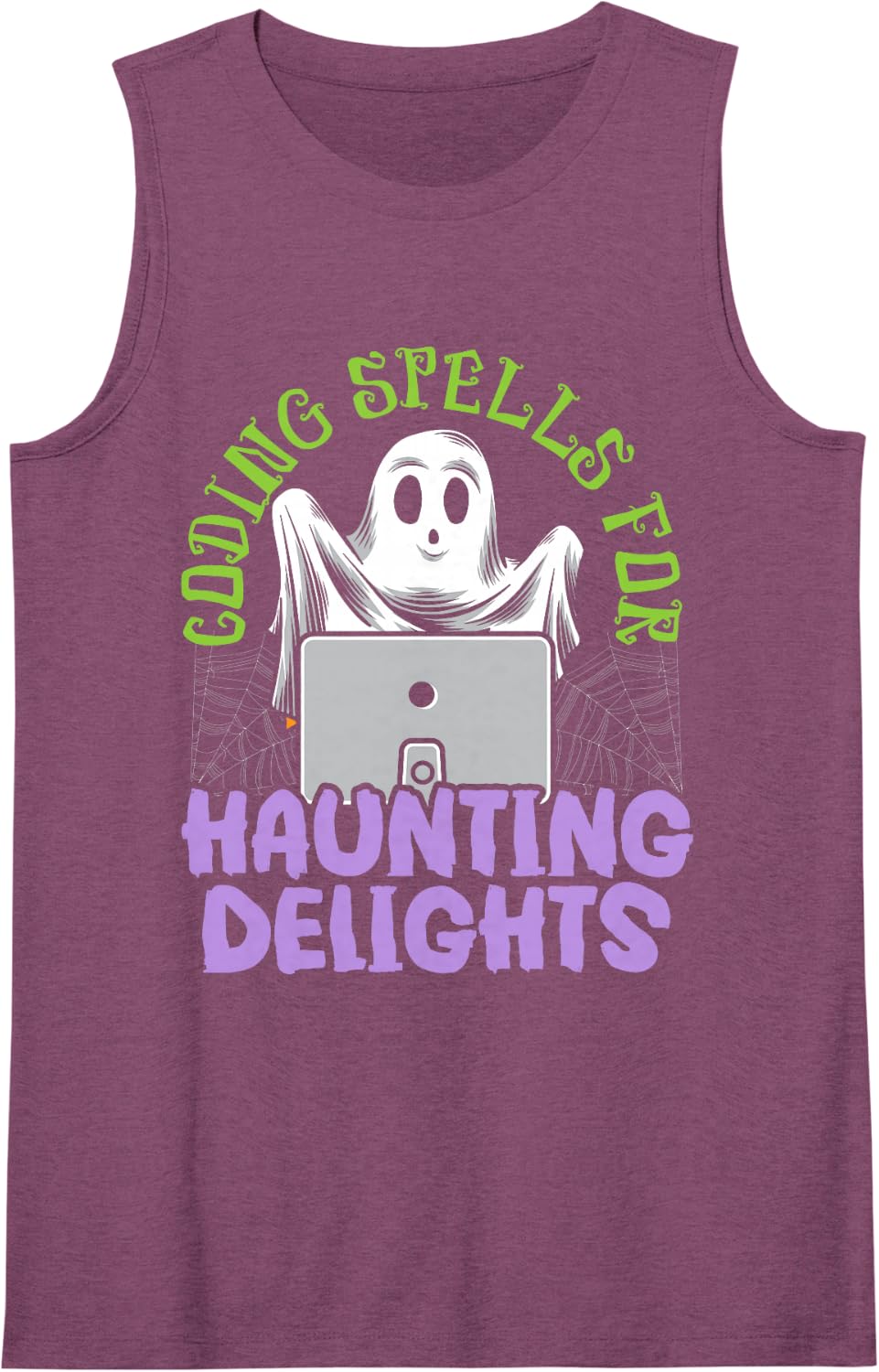 Coding Spells for Haunting Delights Programmer Halloween Tank Top - Purple
