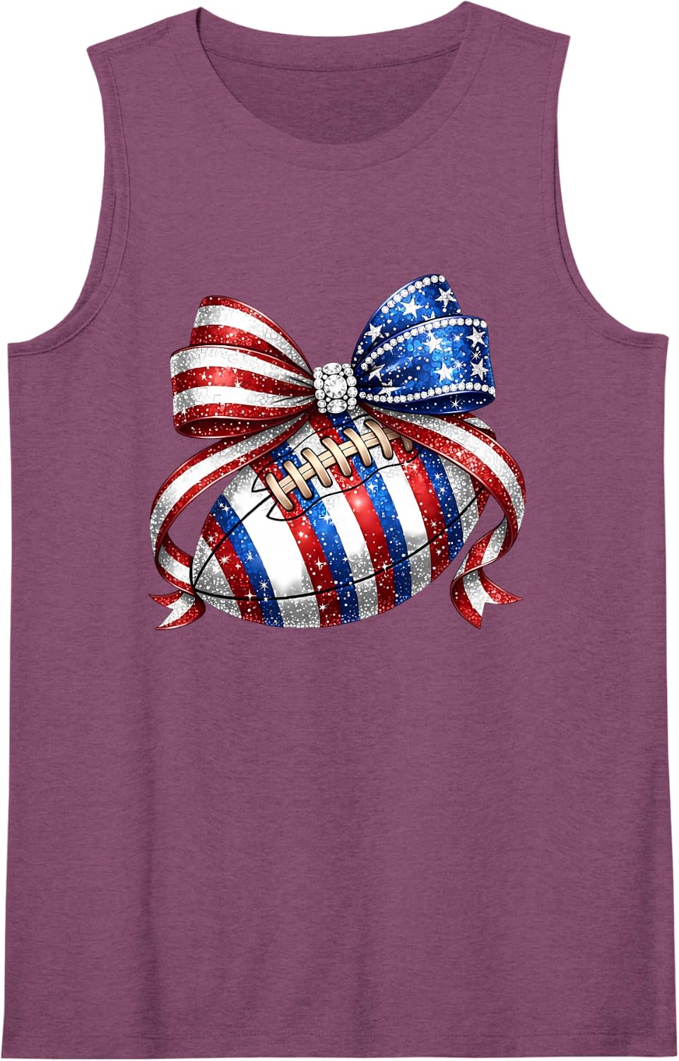 Patriotic Football Bow USA Flag Game Sports Sleeveless Tank Top - Purple