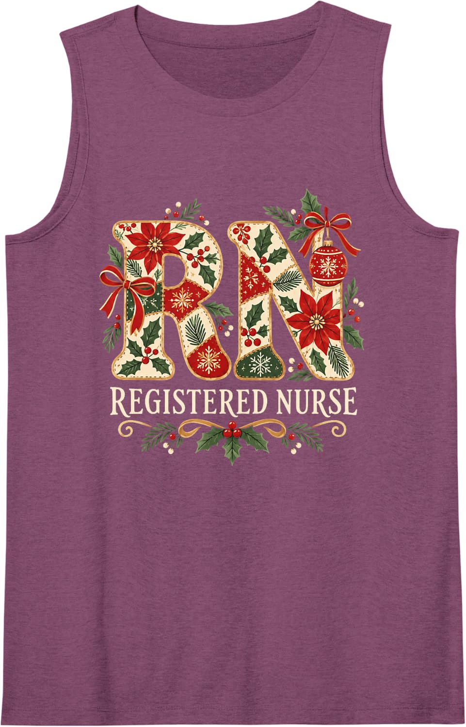Christmas RN Registered Nurse Holiday Nurse Sleeveless Tank Top - Purple