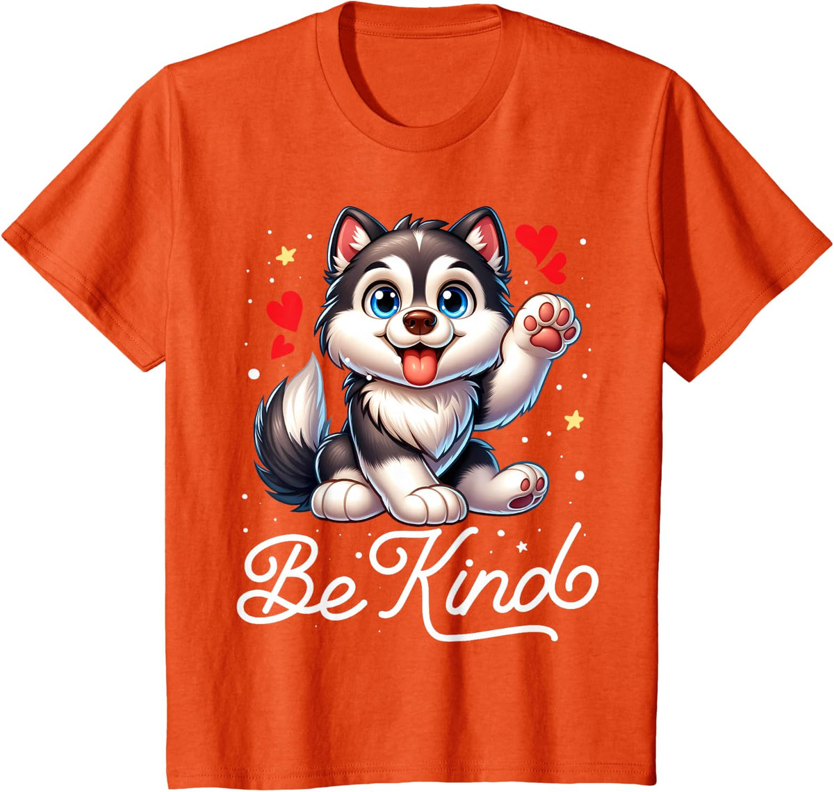Cute Be Kind Siberian Husky Unity Day Kid Teacher Kindness T-Shirt - Orange
