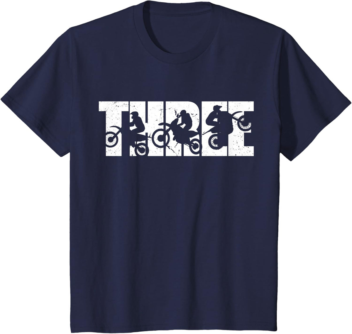 3rd Birthday Retro Motocross Dirt Bike 3 Years Boys Girl T-Shirt - Navy Blue