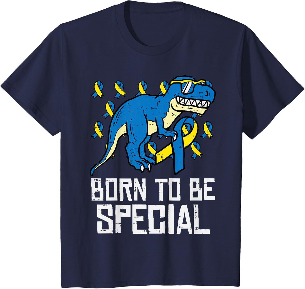 Down Syndrome Dino Born To Be Special Awareness Toddler Boys T-Shirt - Navy Blue