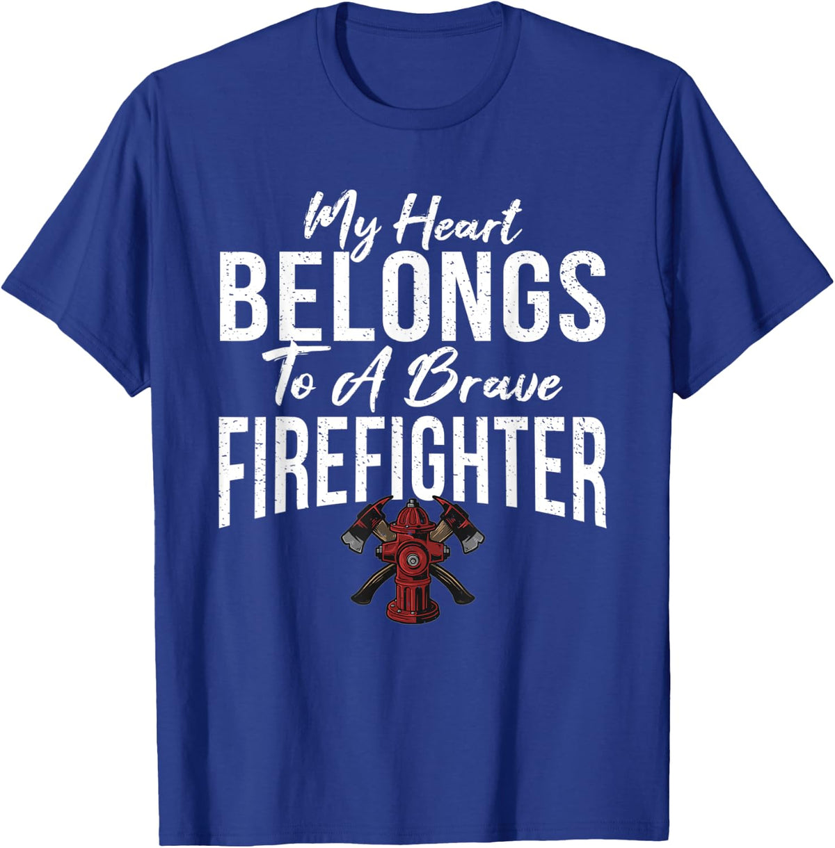 Funny Retro Vintage Firefighter Mom My Heart T-Shirt - Royal Blue