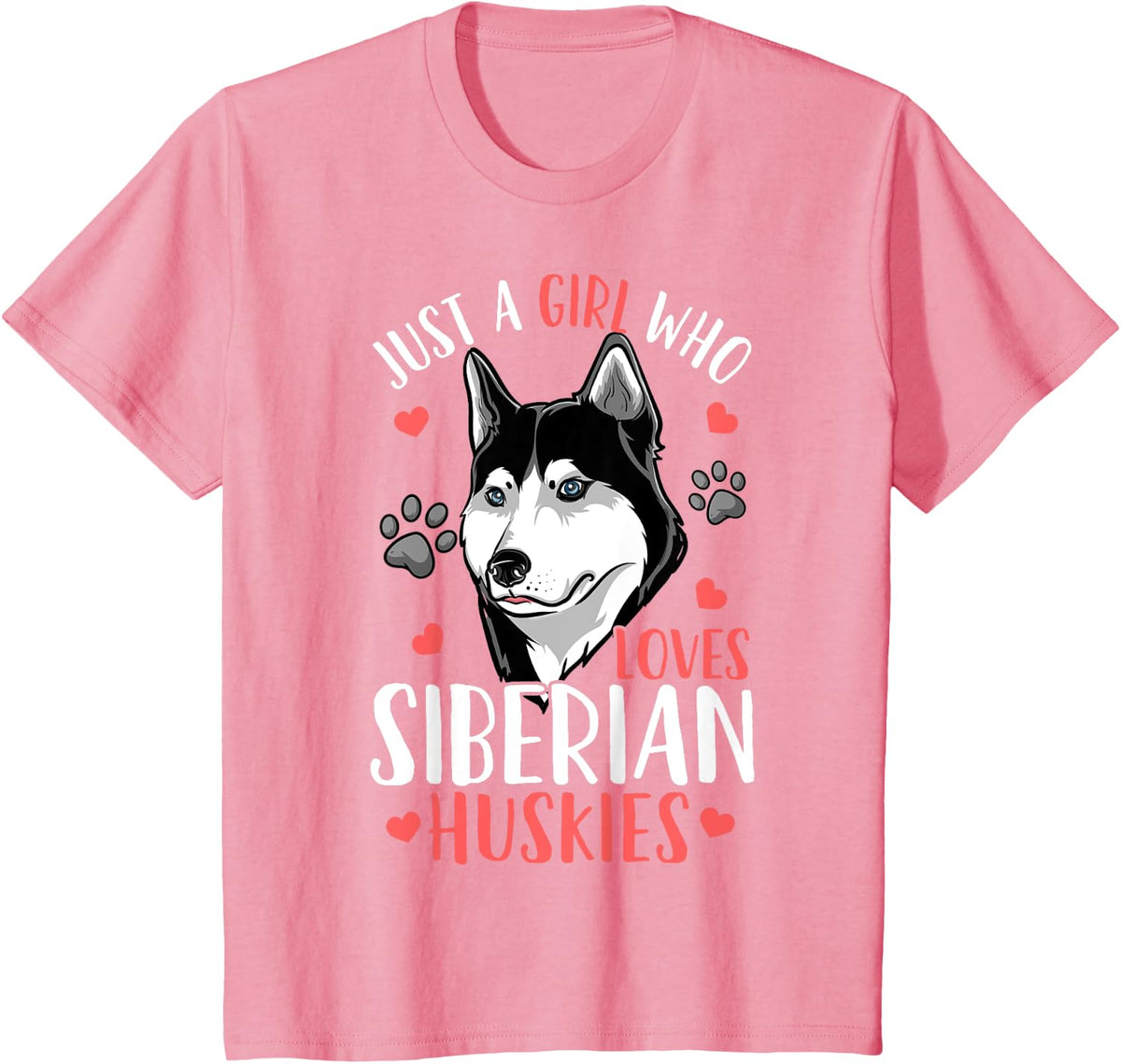 Kids Siberian Husky Just A Girl Who Loves Siberian Huskies Gift T-Shirt - Pink