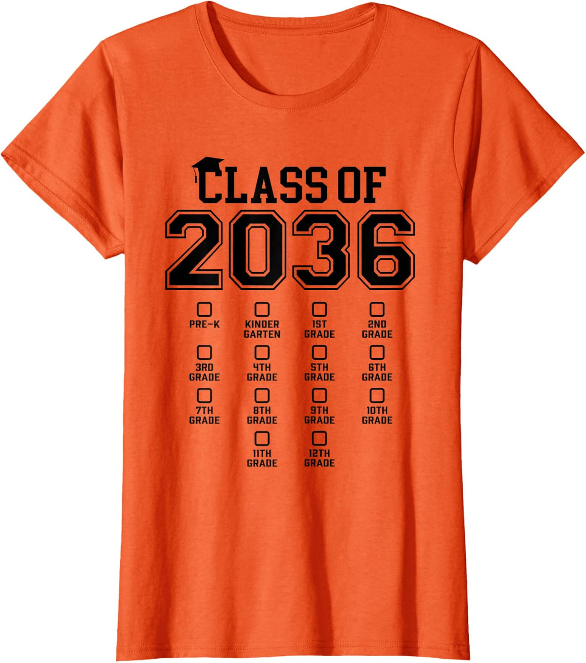 Class of 2036 Graduation First Day of School T-Shirt - Orange