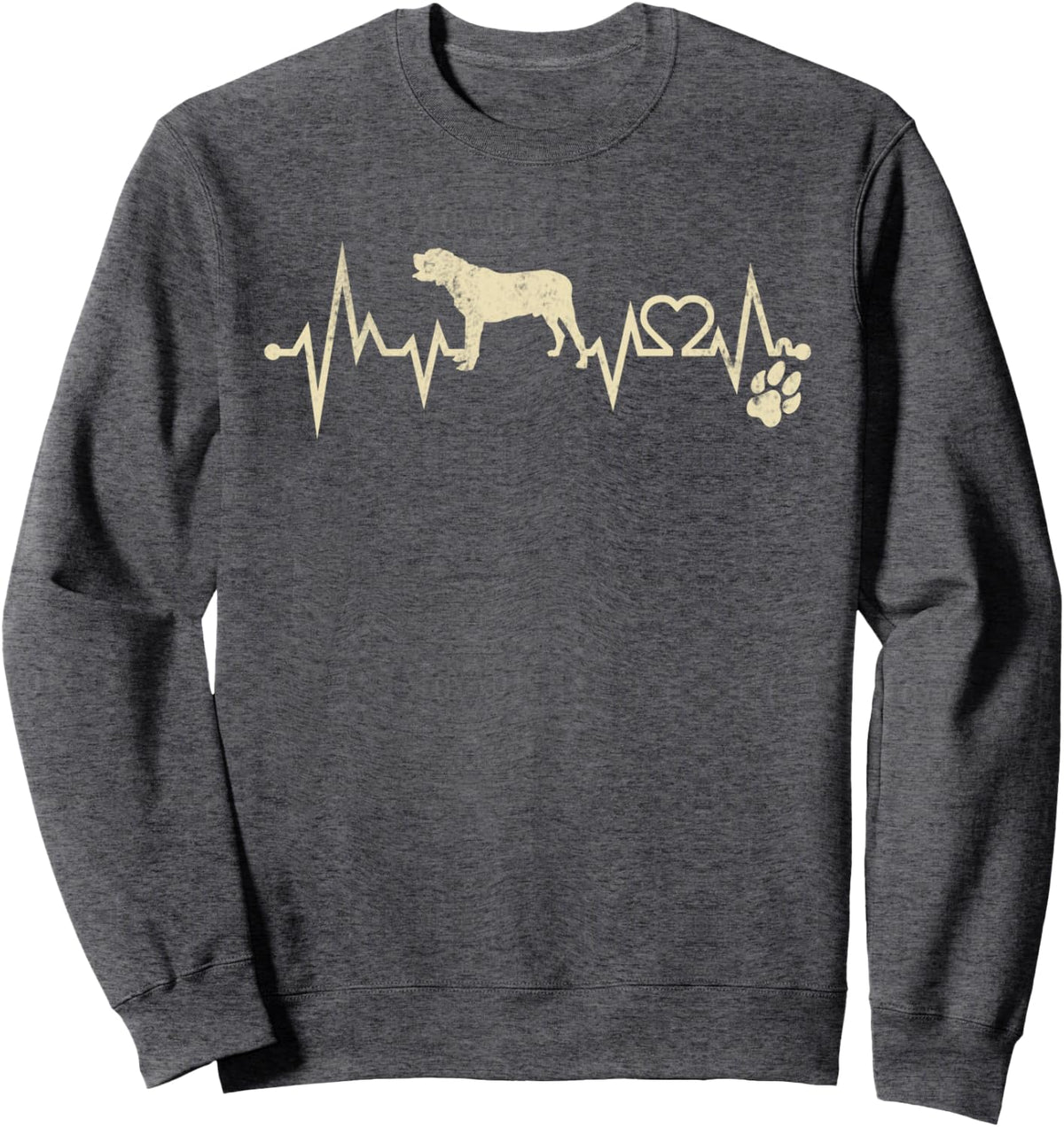 Heartbeat Mastiff Sweatshirt - Adult Unisex Dark Heather Grey