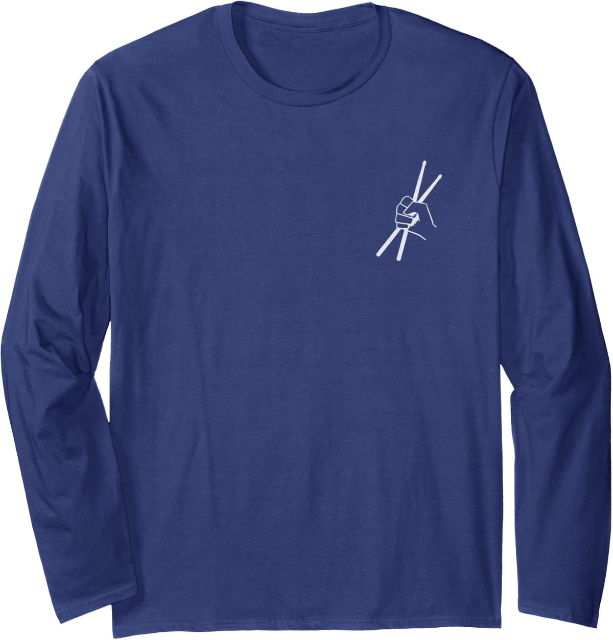 Drumsticks Logo Drummer Percussionist Drumming Long Sleeve T-Shirt - Adult Unisex Navy Blue