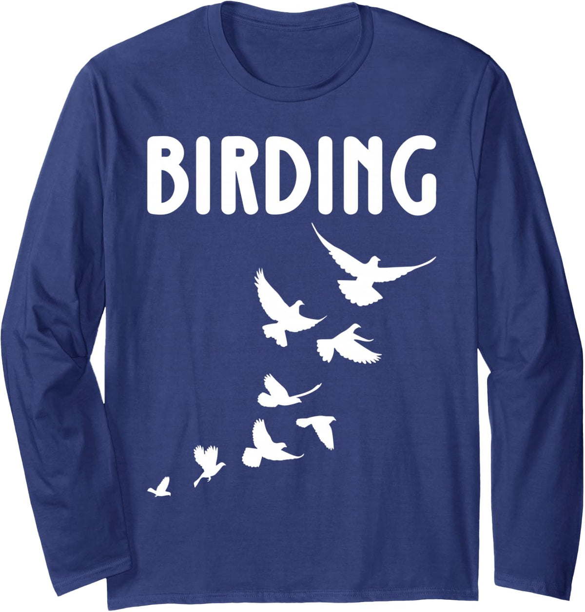 Birding Long Sleeve T-Shirt - Adult Unisex Navy Blue