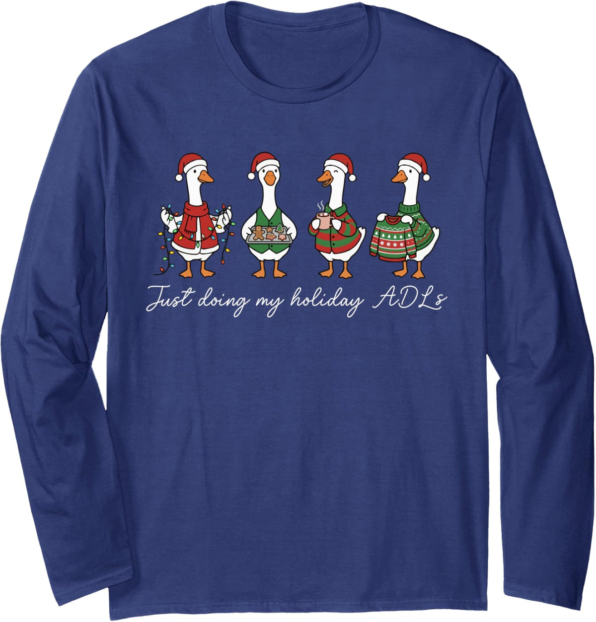 Funny Occupational Therapy Christmas OT Therapist Xmas Party Long Sleeve T-Shirt - Adult Unisex Navy Blue