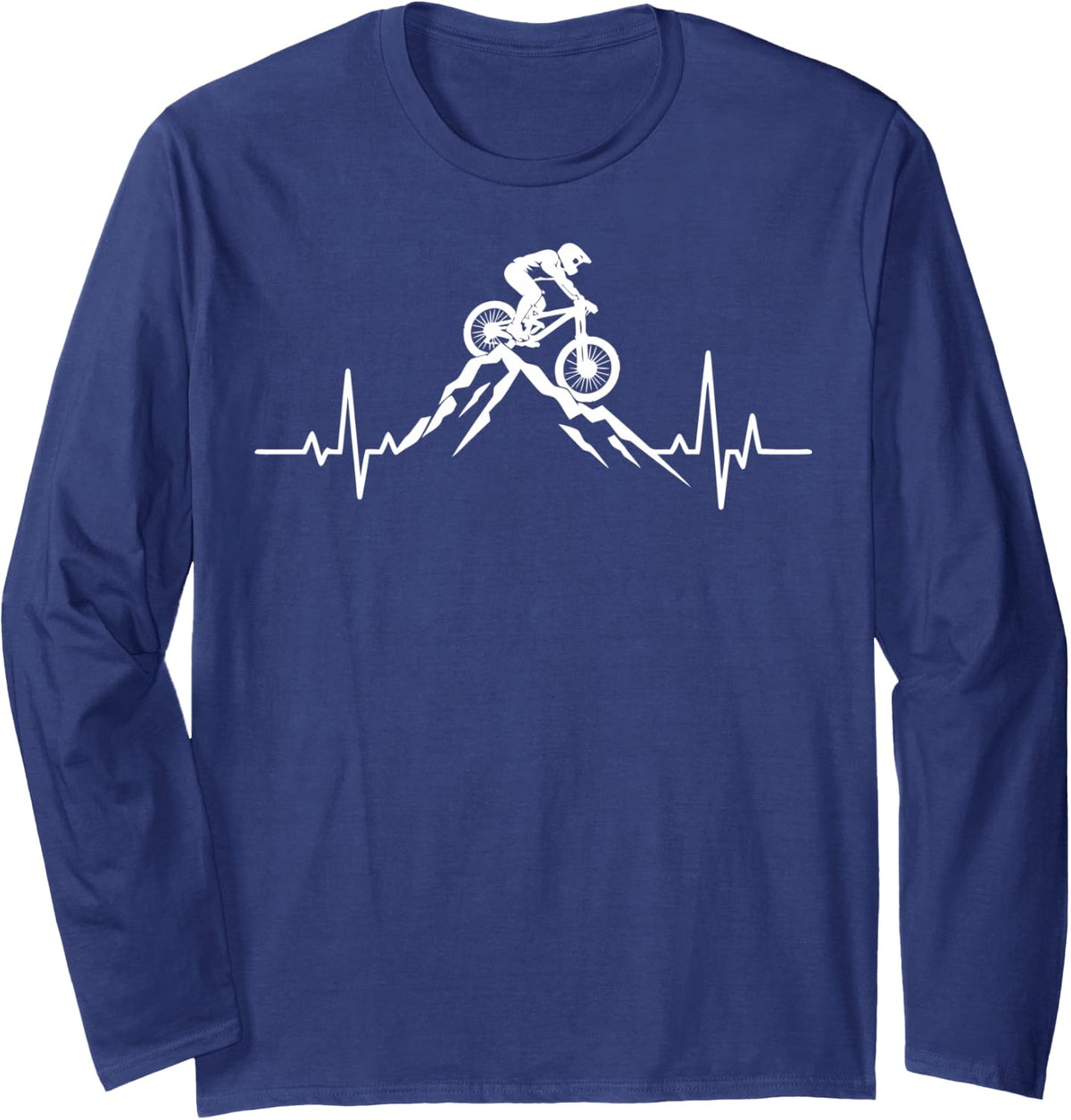 Downhill Mountain Bike Lover Trail Racing MTB Rider Long Sleeve T-Shirt - Adult Unisex Navy Blue