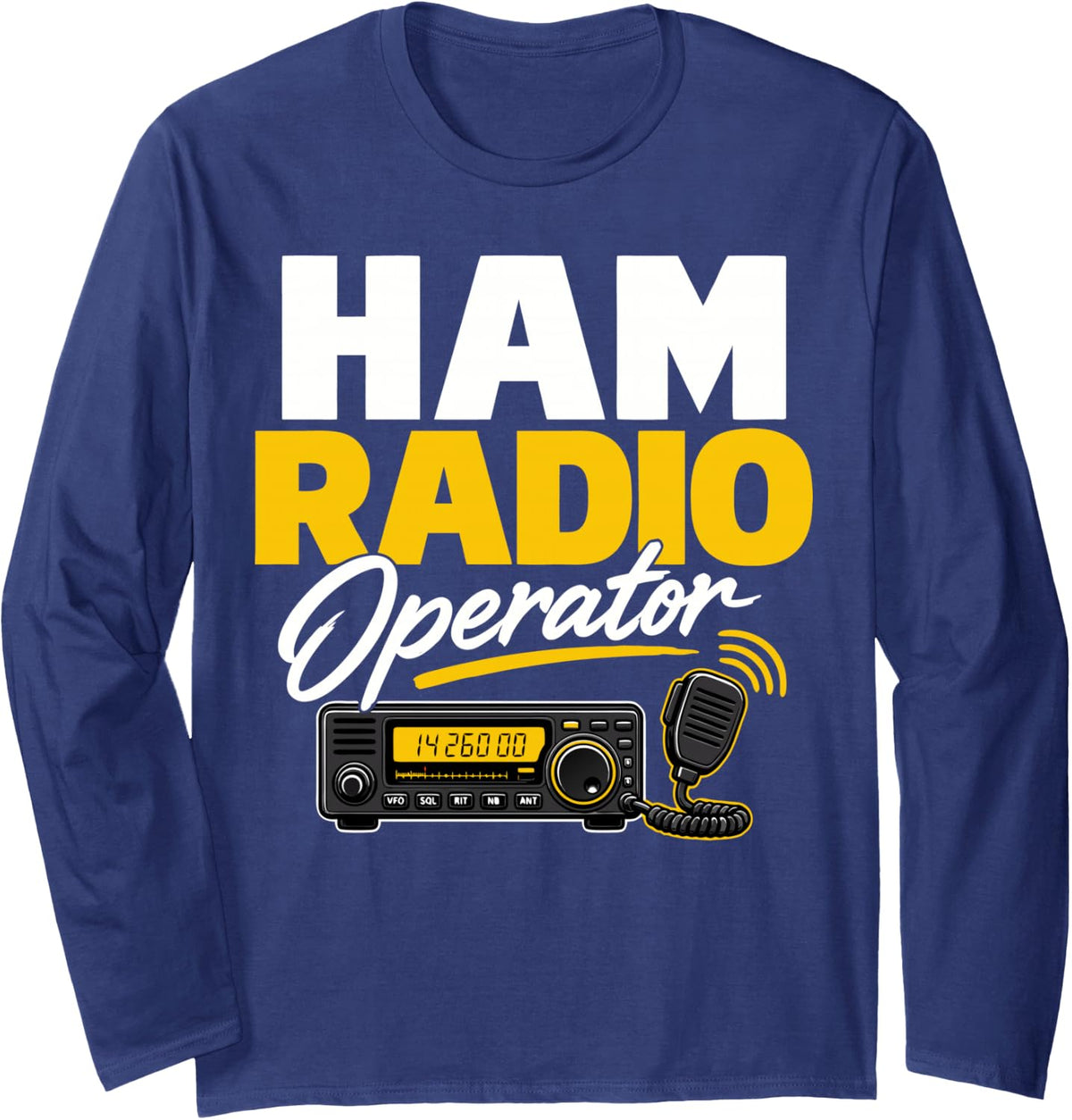 Amateur Radio Ham Radio Operator Long Sleeve T-Shirt - Adult Unisex Navy Blue