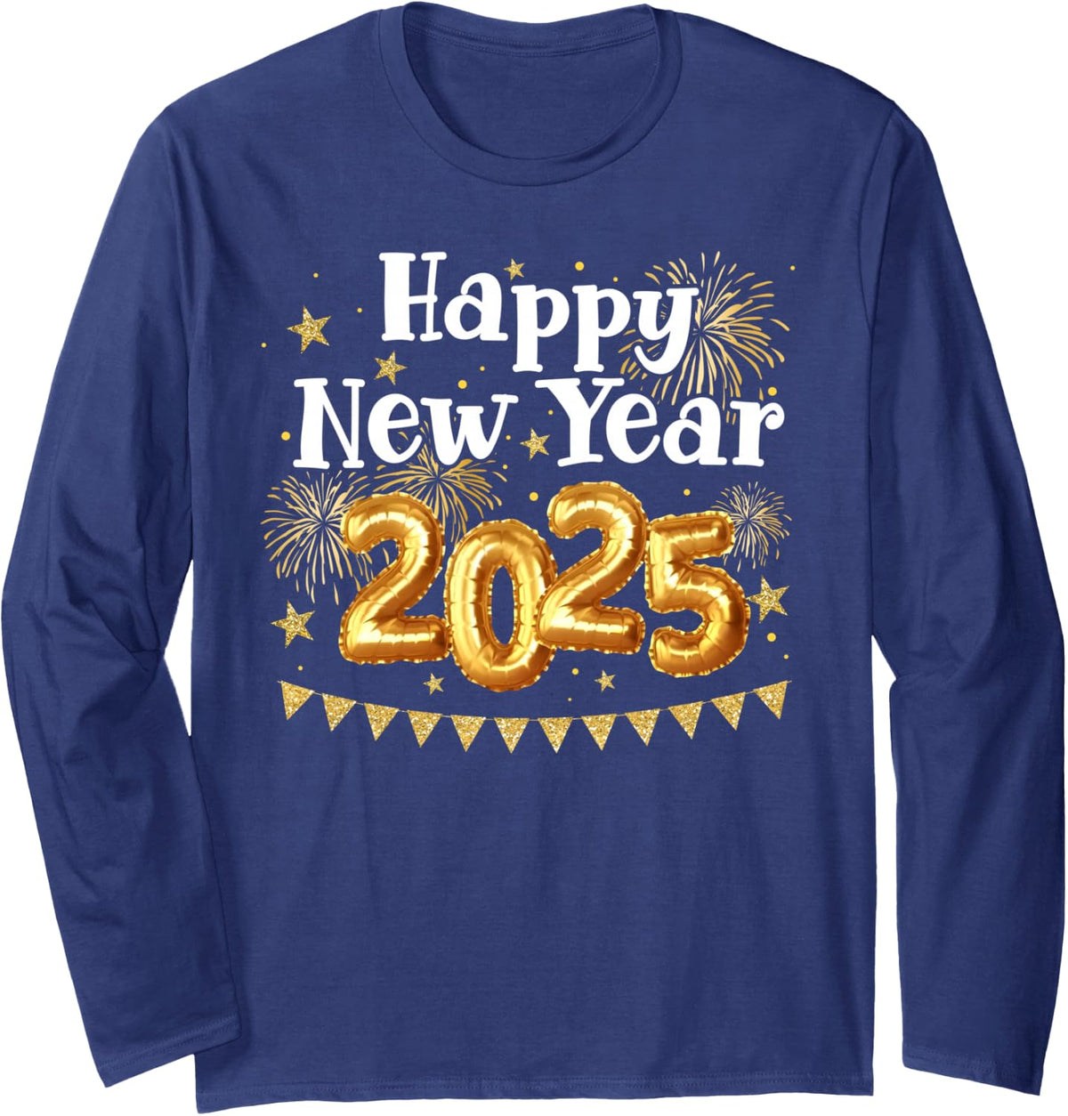 Fireworks Long Sleeve T-Shirt - Adult Unisex Navy Blue