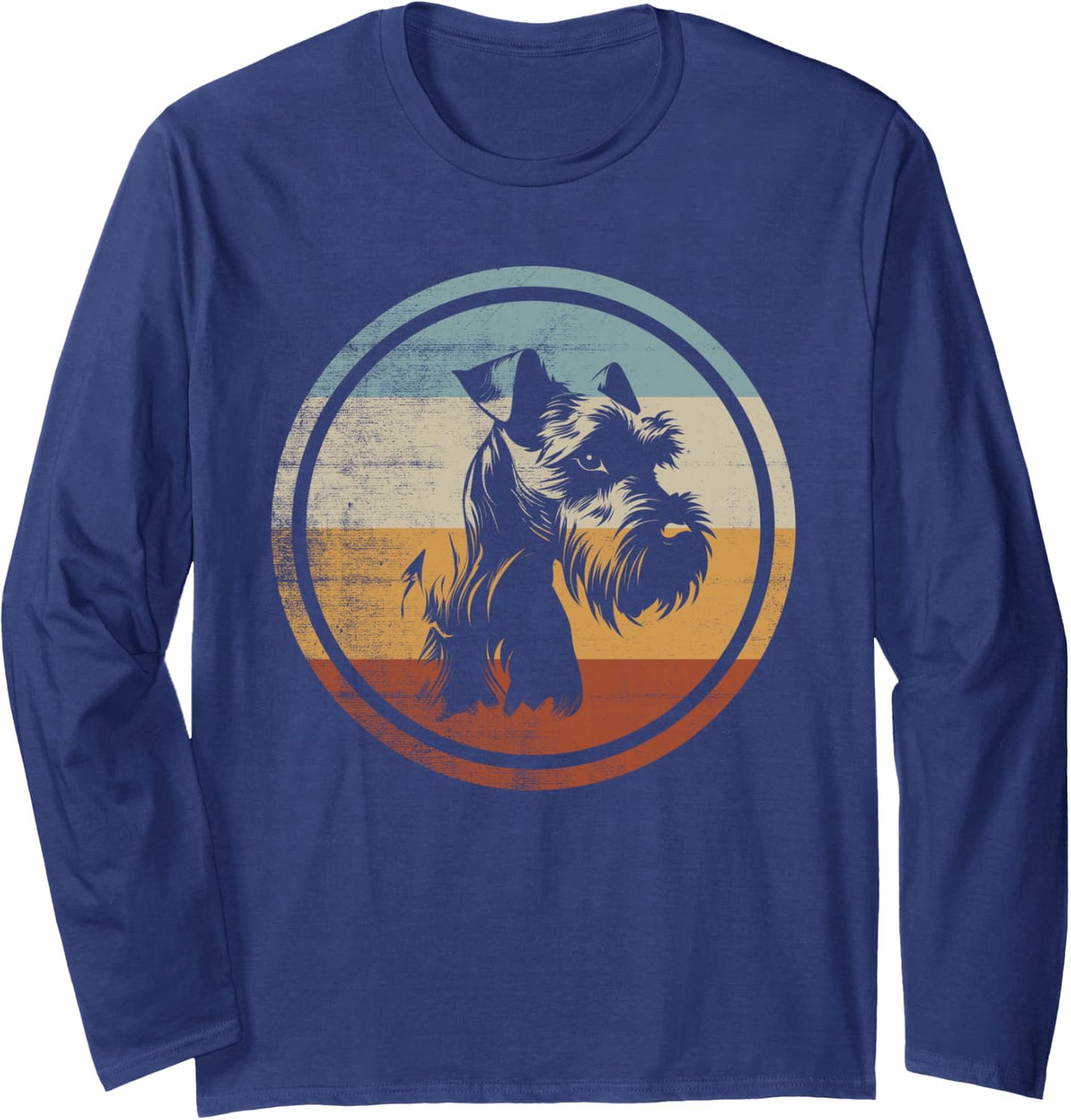 Miniature Schnauzer Dog´Retro Design Long Sleeve T-Shirt - Adult Unisex Navy Blue