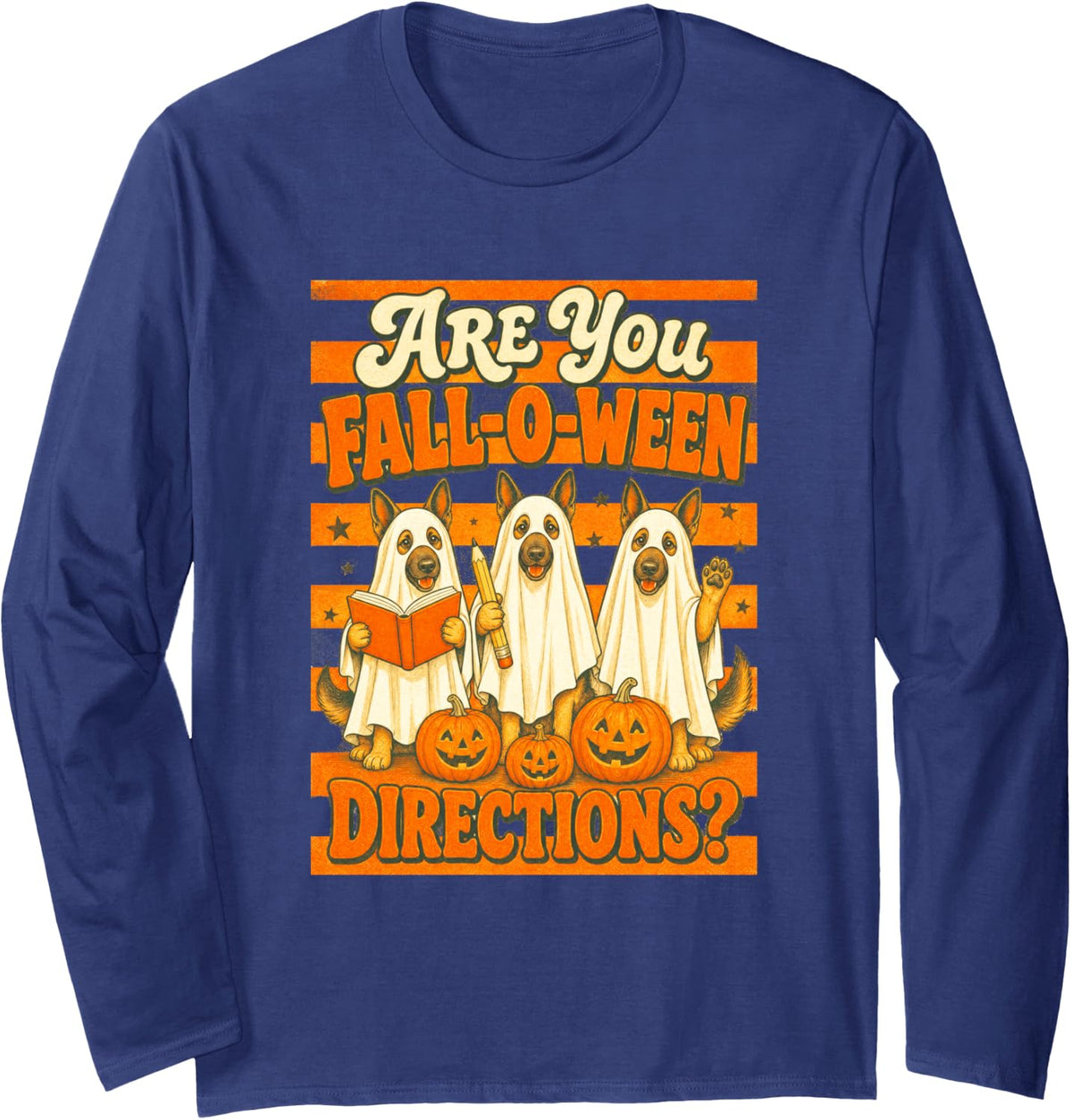 Halloween Long Sleeve T-Shirt - Adult Unisex Navy Blue