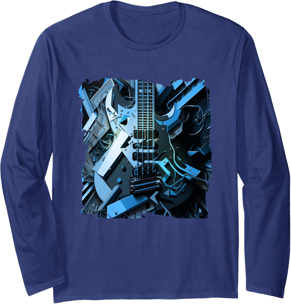 Bass guitar four-sided electric bass bass player bassist Long Sleeve T-Shirt - Adult Unisex Navy Blue
