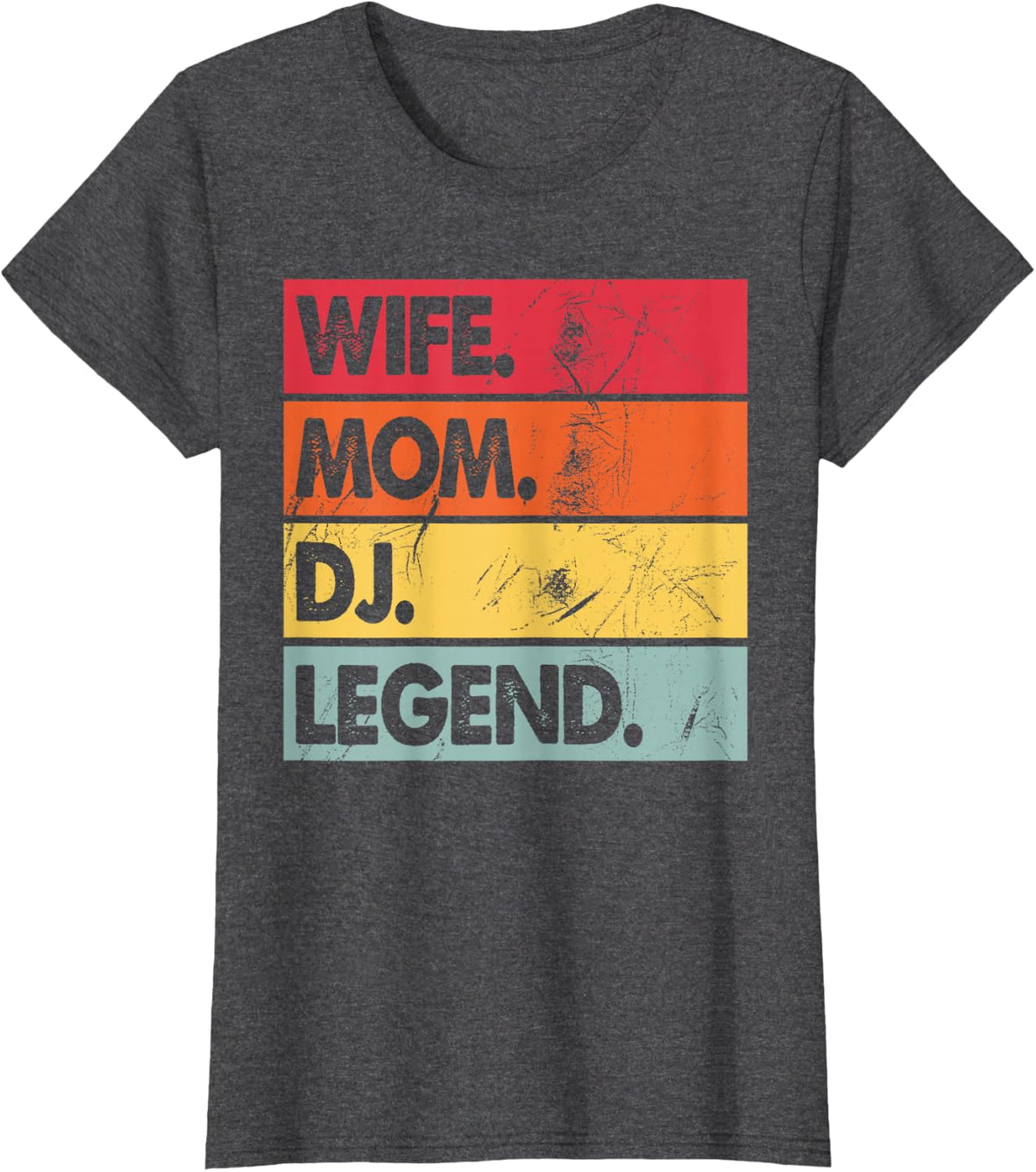 Womens Wife Mom DJ Legend Funny DJ Disc Jockey Music Player T-Shirt - Dark Heather Grey