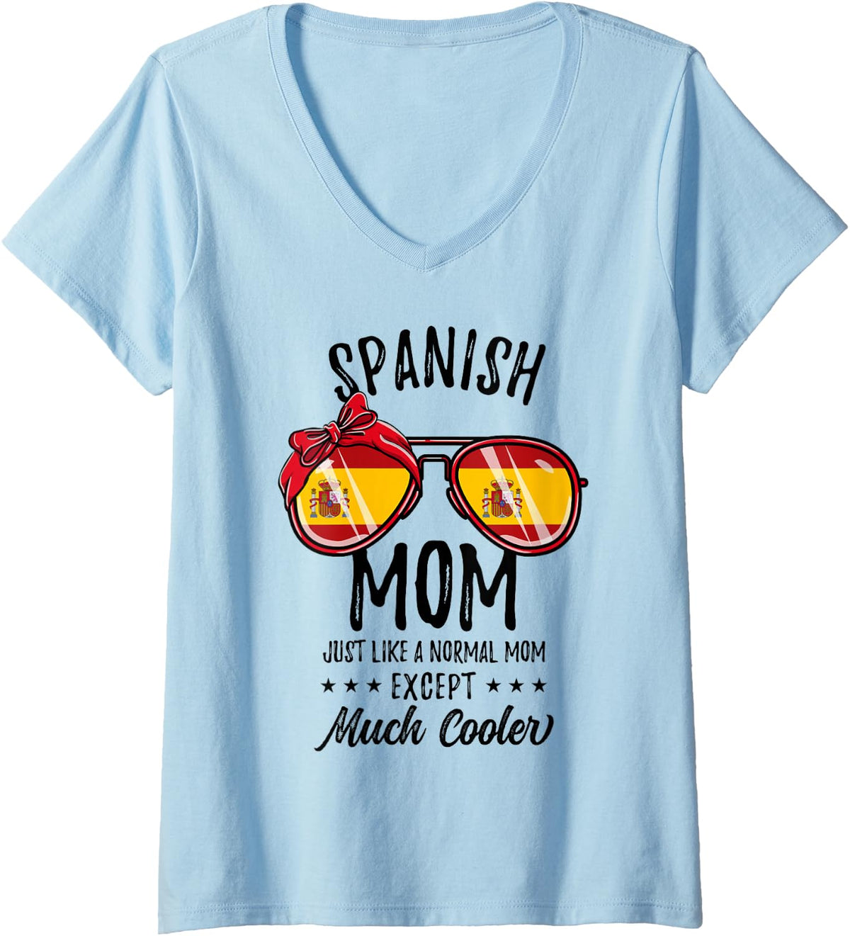 Women's Matching Spanish Mom V-Neck T-Shirt - Baby Blue