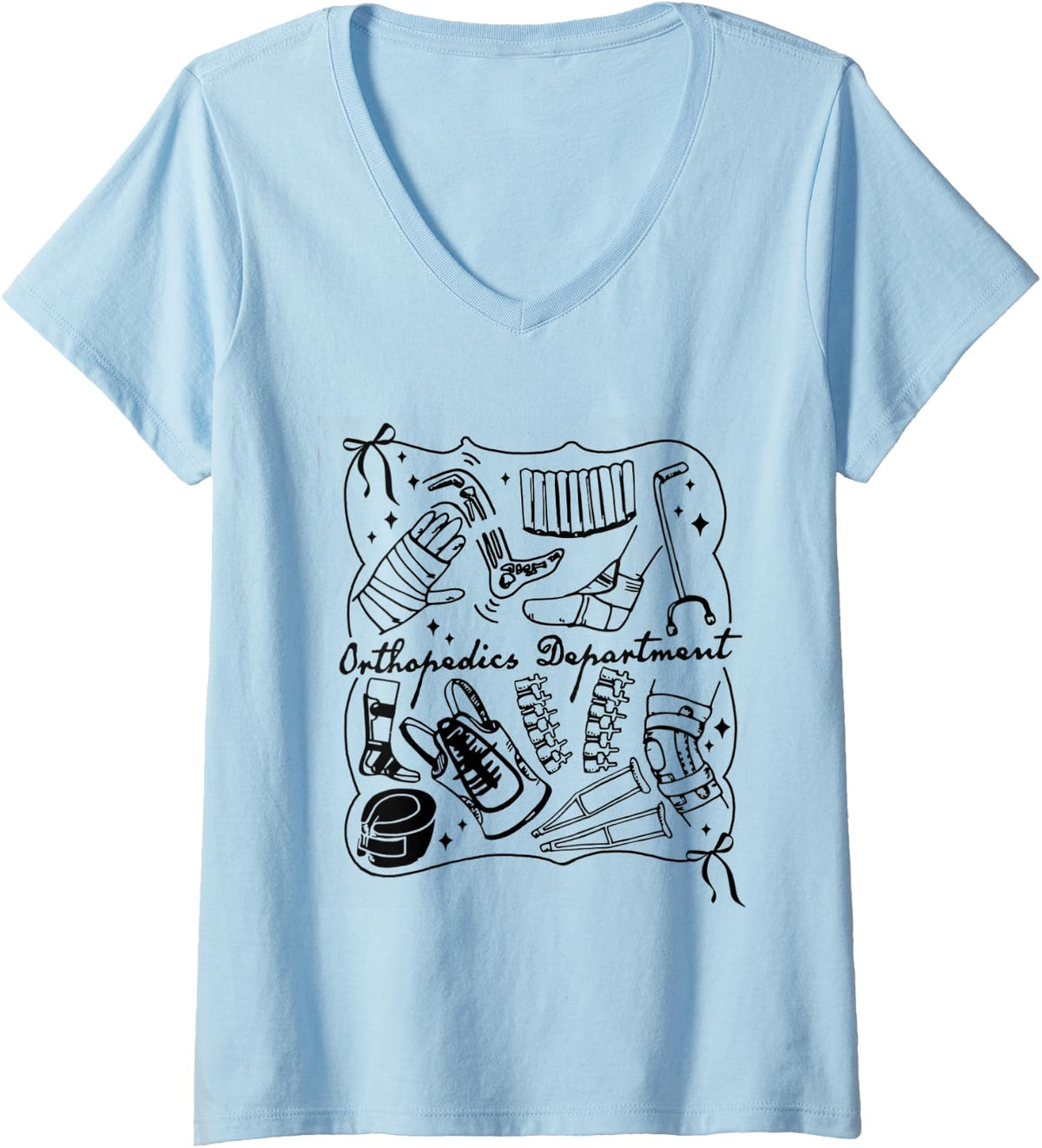 Women's Women Orthopedics Department Orthopedics Surgeon Ortho Squad V-Neck T-Shirt - Baby Blue