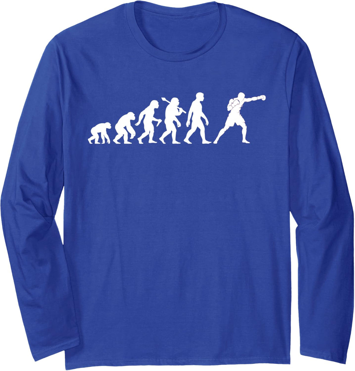 Boxing Evolution Graphic for Man and Kid Boxers Long Sleeve T-Shirt - Adult Unisex Royal Blue