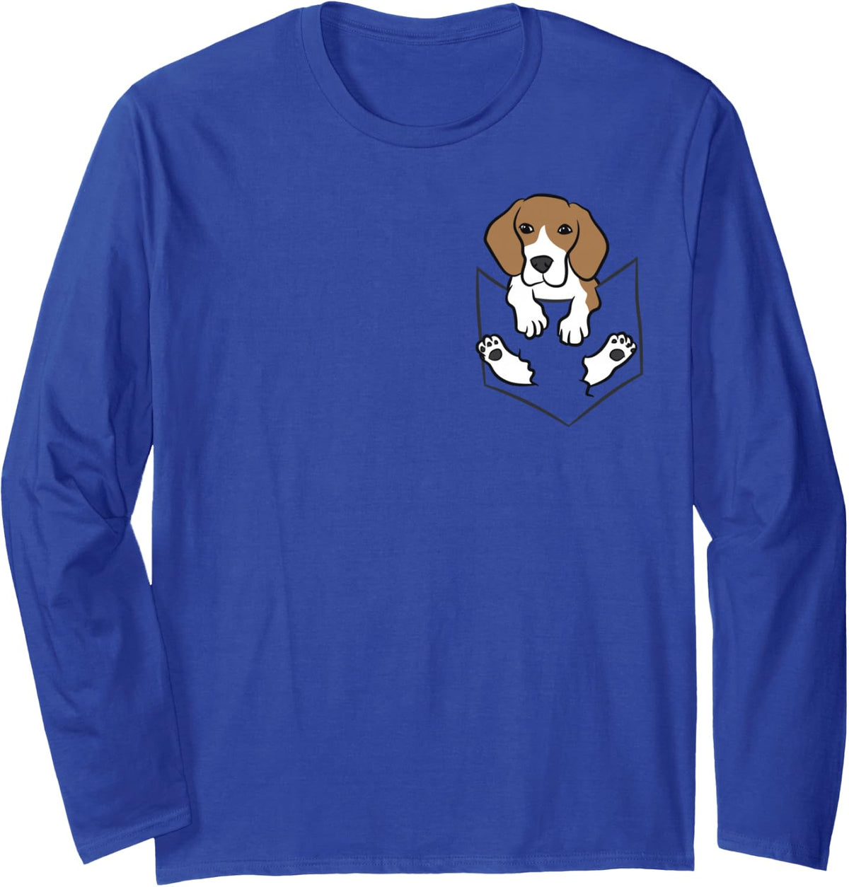Cute Beagle Dog In The Pocket Beagle Long Sleeve T-Shirt - Adult Unisex Royal Blue