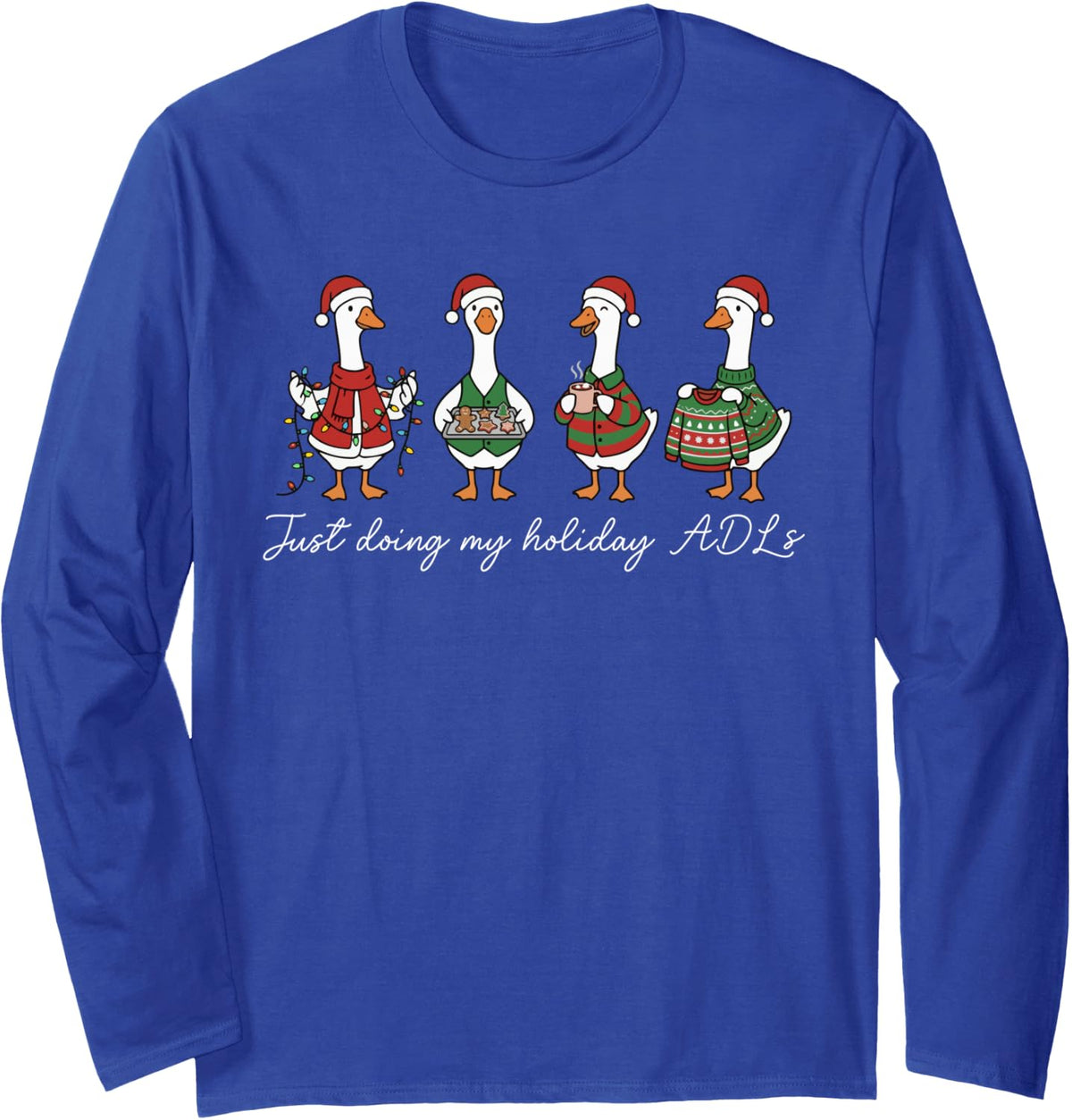 Funny Occupational Therapy Christmas OT Therapist Xmas Party Long Sleeve T-Shirt - Adult Unisex Royal Blue